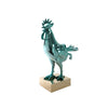 Green Rooster Sculpture, Collectible Bronze & Fiberglass Art