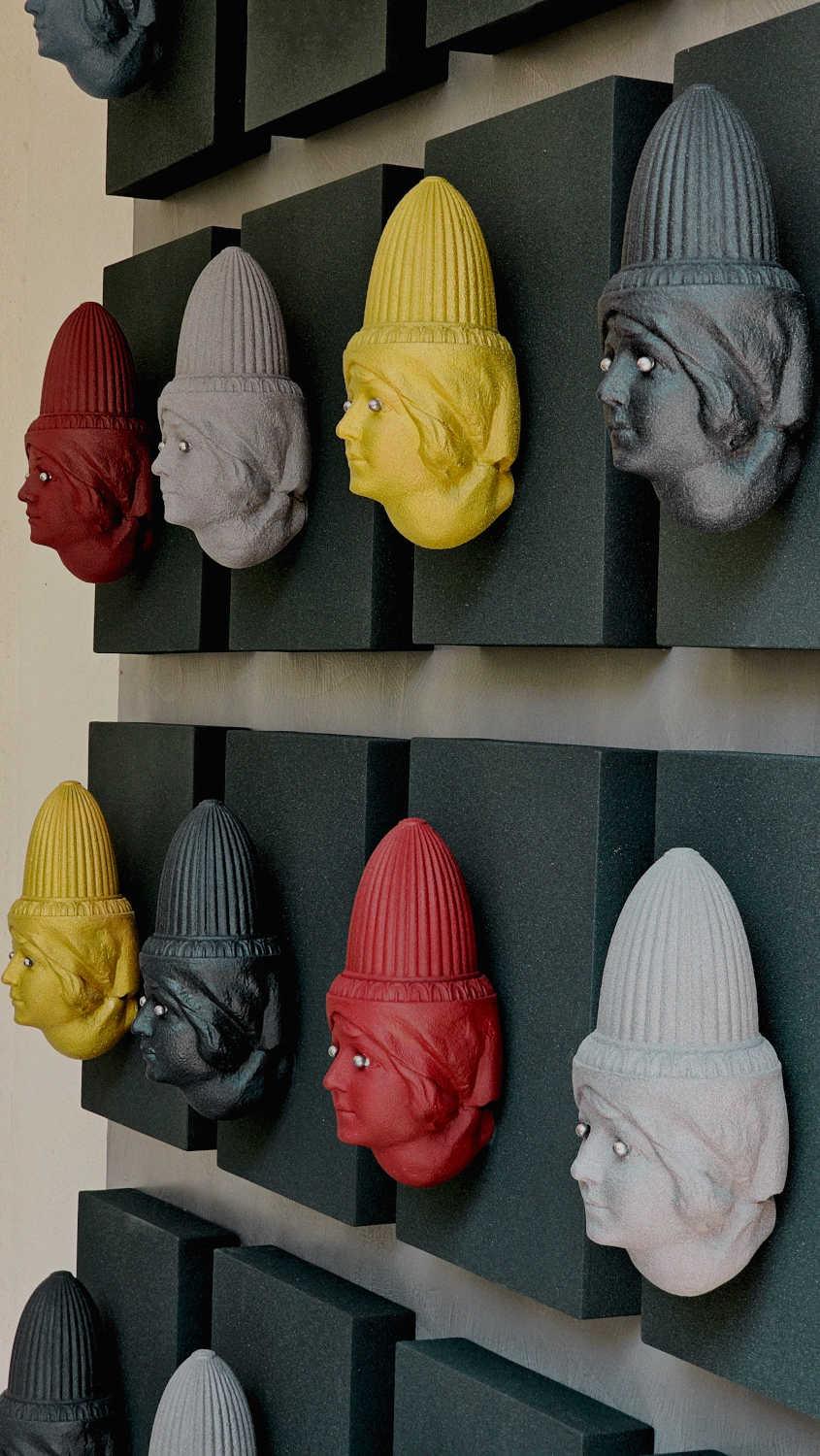 16 heads installation sculptural artwork Dubai