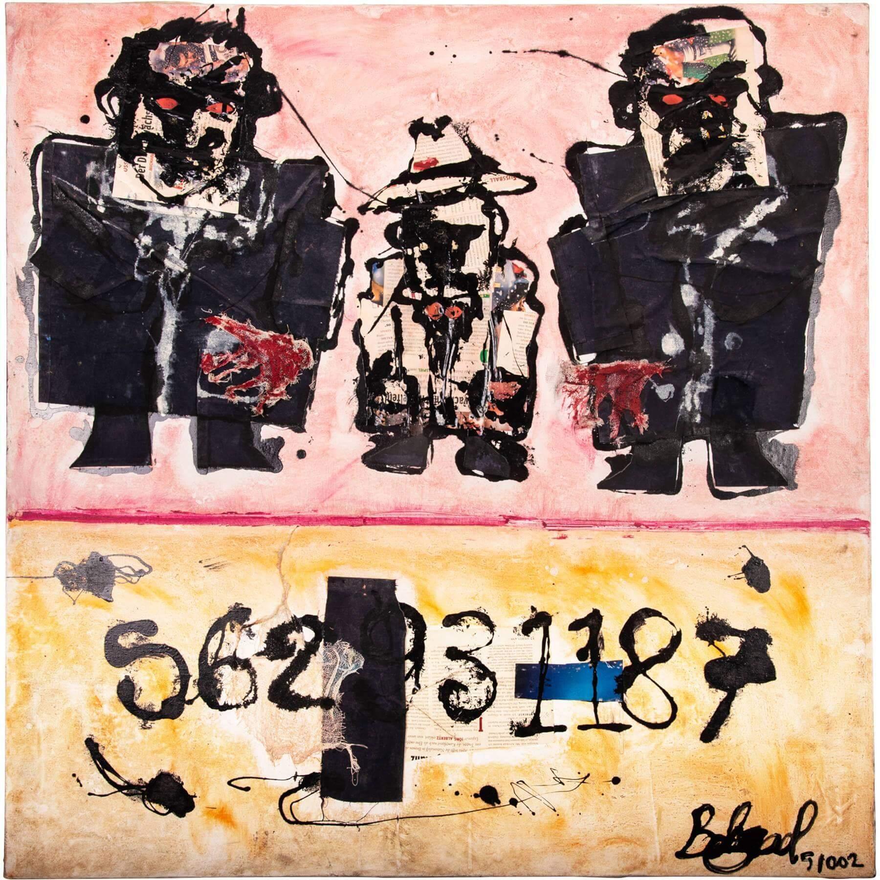 "56231187" No.2 - Artist: Behzad Mosavat - Title: "56231187" No.2 - Medium: Mixed Media - Collage Size: 100cm x 100cm - Year: 2018 - Shipping: Free delivery in UAE within 15 business days.