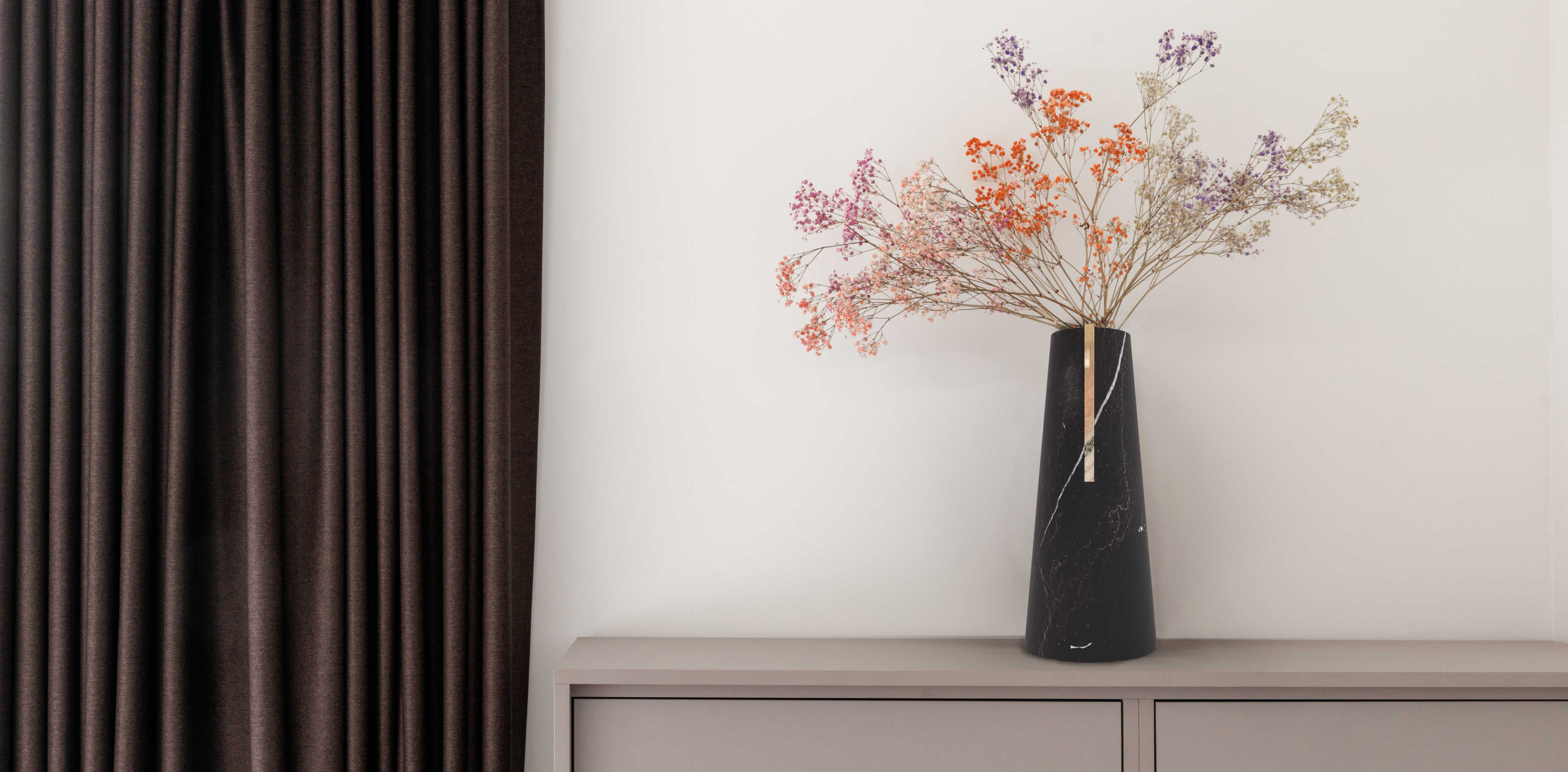 Black Marquina Marble Vase - Italian Designer Furniture & Decor Dubai