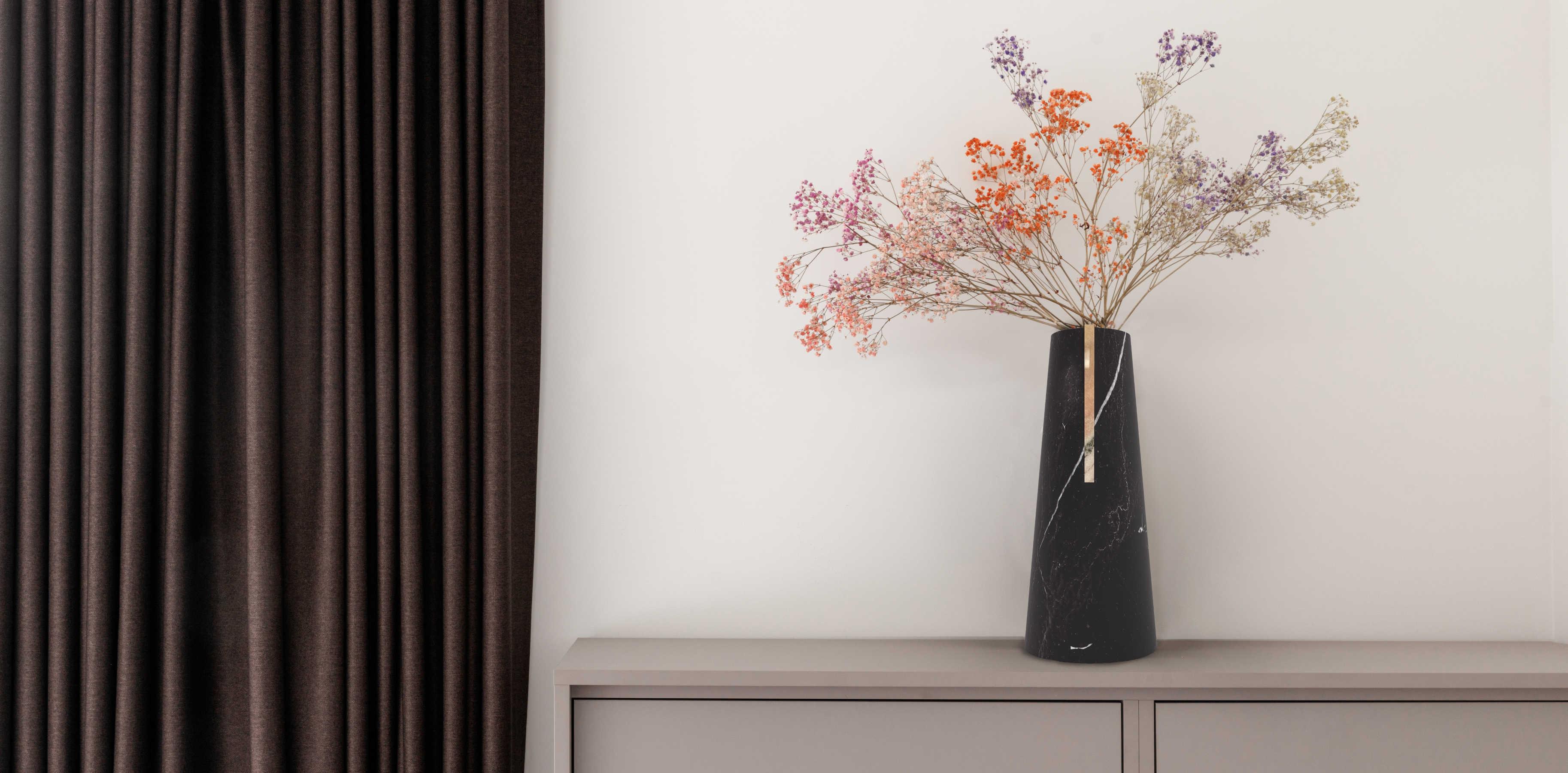 Black Marquina Marble Vase - Italian Designer Furniture & Decor Dubai