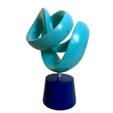 Blue Heart Mixed Media Sculpture, Contemporary Clay Statues By Gabriel Rivera