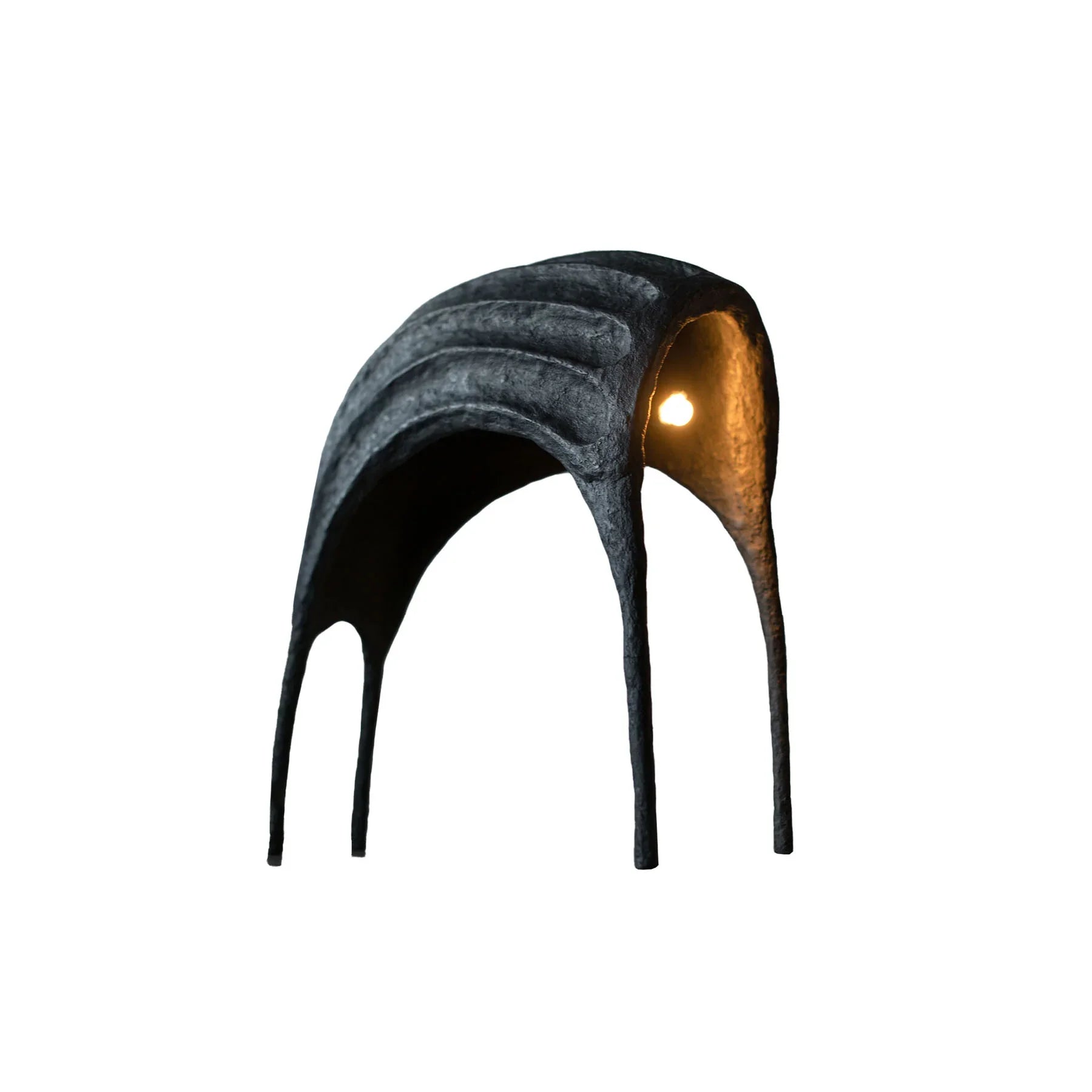 Black Curved Contemporary Floor Lamp, Organic Bionic Design By Pavel Vishnevsky