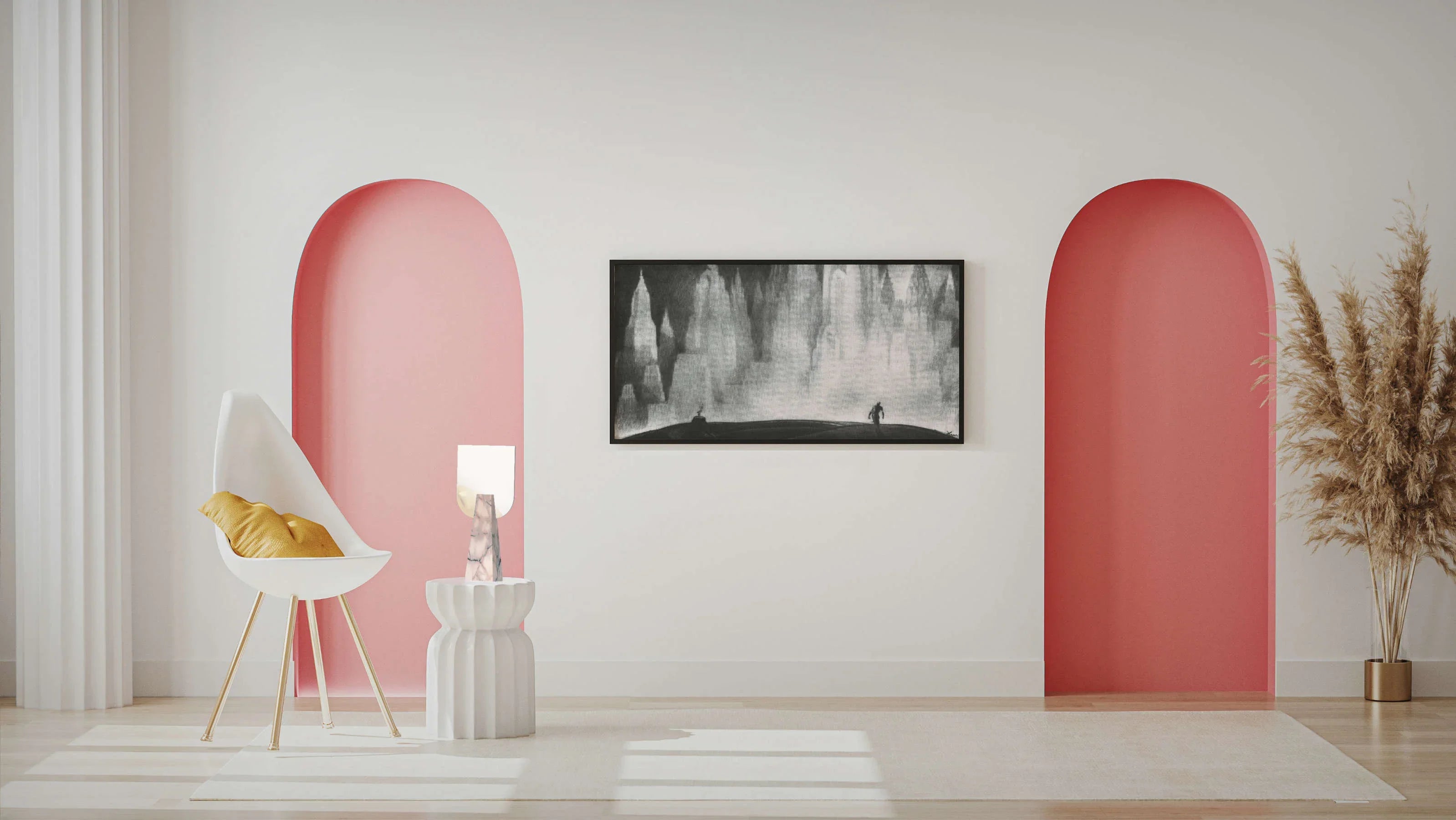 Portuguese Pink Marble Mirror - Italian Designer Furniture & Decor in Dubai
