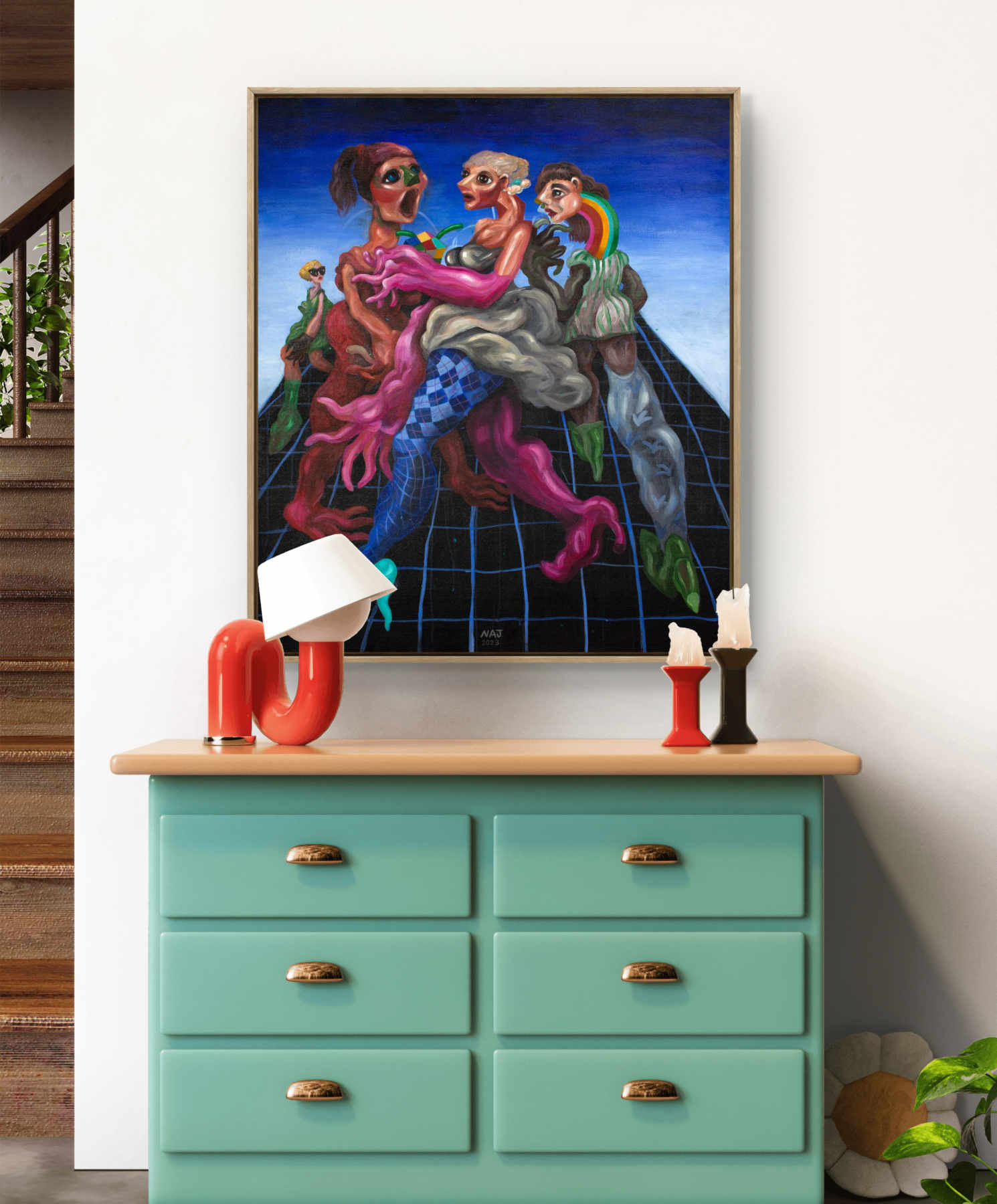 Najva Erfani Acrylic Paintings, Contemporary Folk Art Dubai