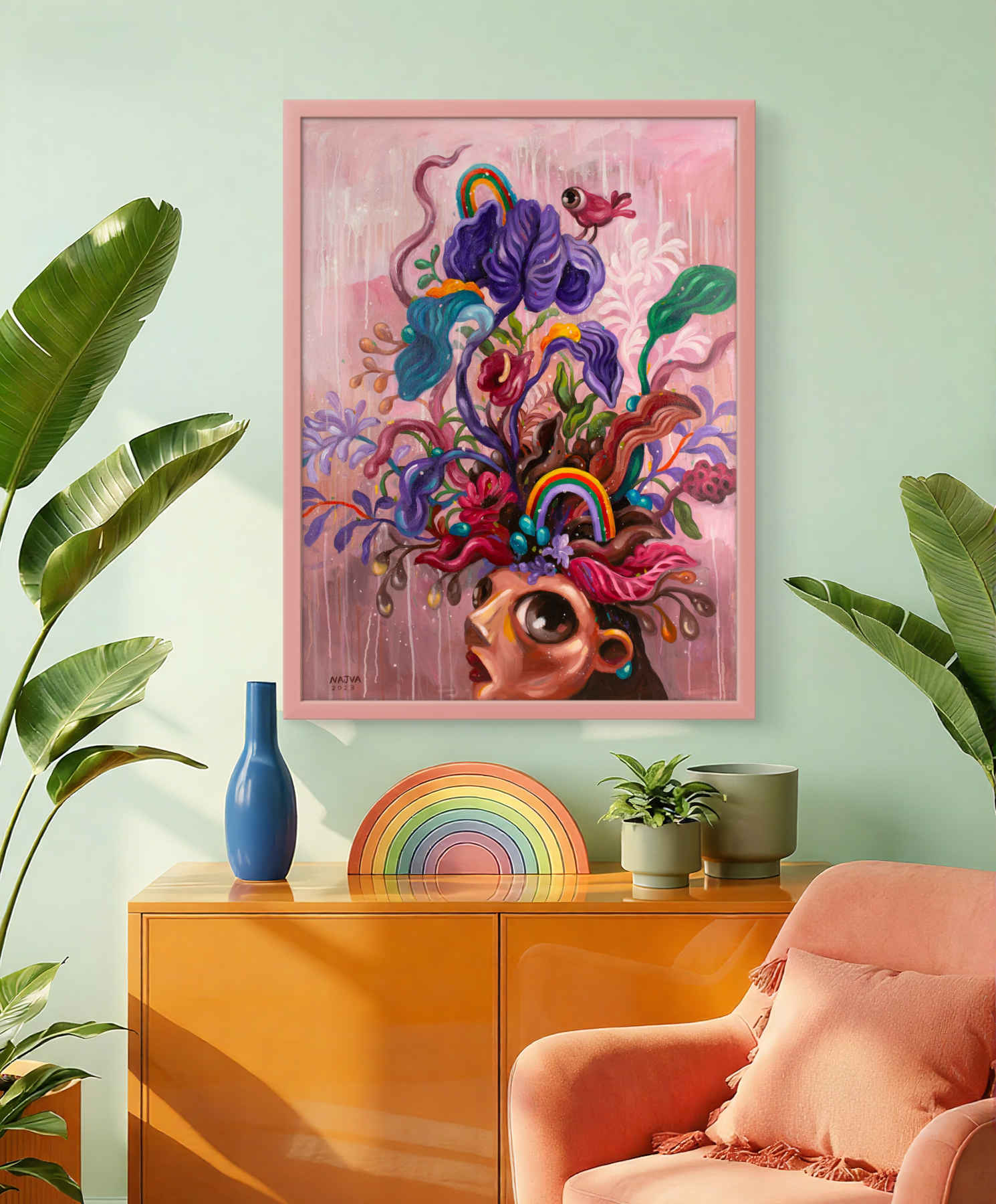 Najva Erfani Acrylic Paintings, Contemporary Folk Art Dubai