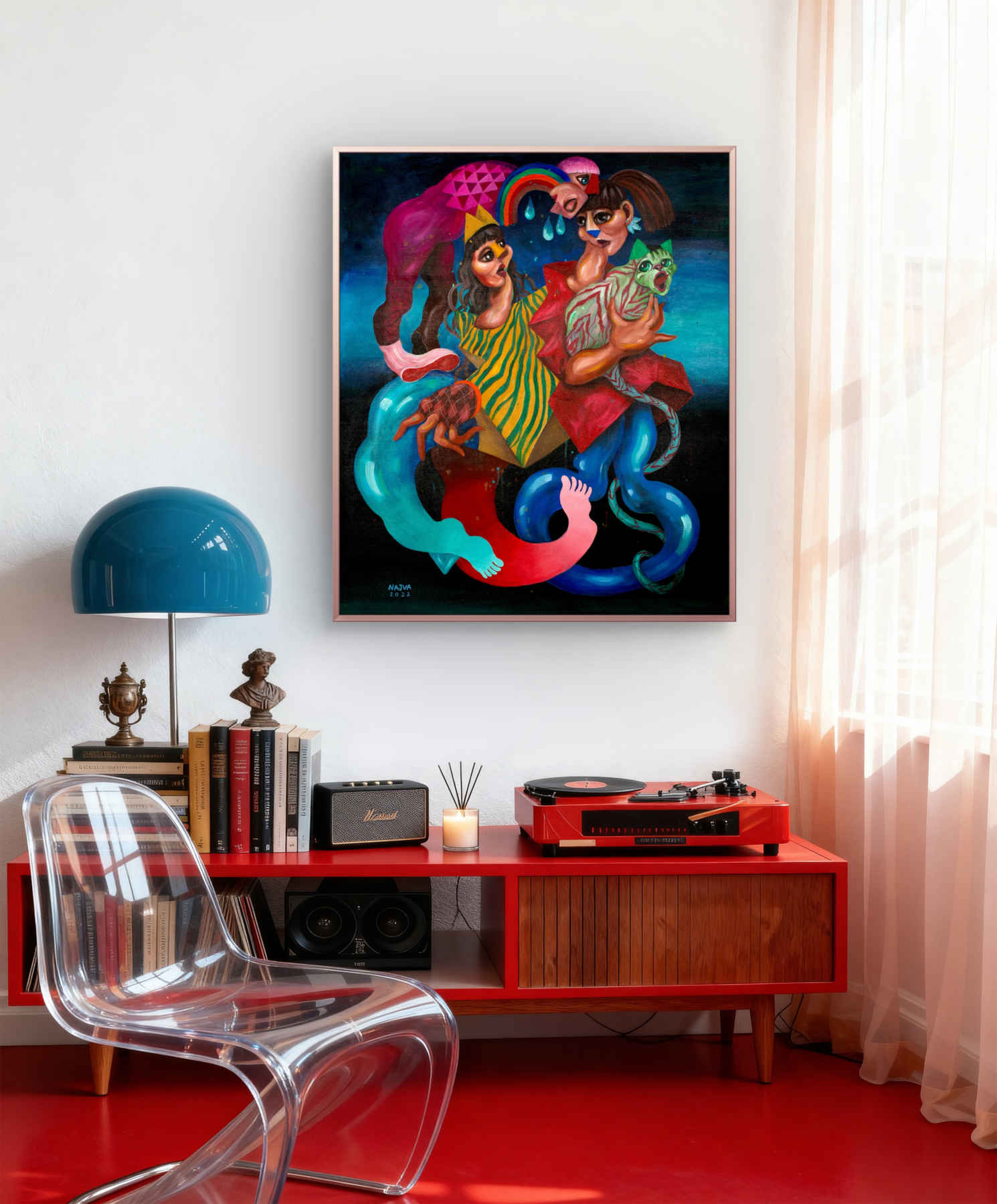 Najva Erfani Acrylic Paintings, Contemporary Folk Art Dubai