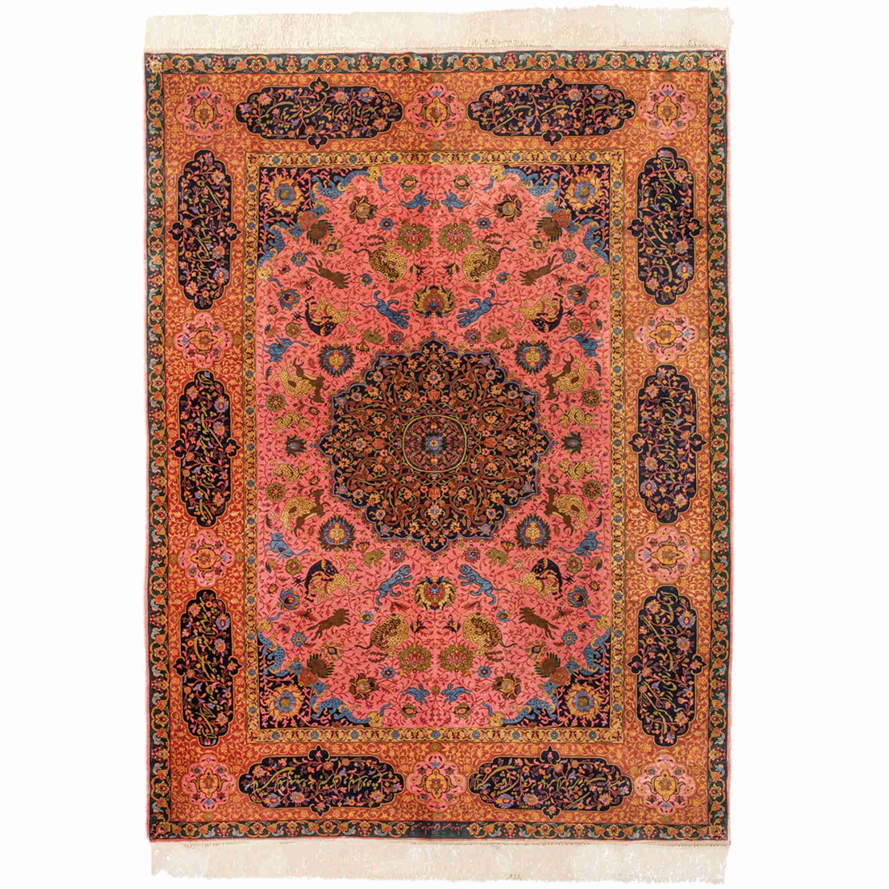 Afsane Deldar Heriz Persian Carpet Silk 168x223 - Authentic Vintage Rugs & Kilims, Silk & Wool in Dubai