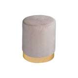 Ash Pink Round Microsuede Pouf & Ottoman with Bronze