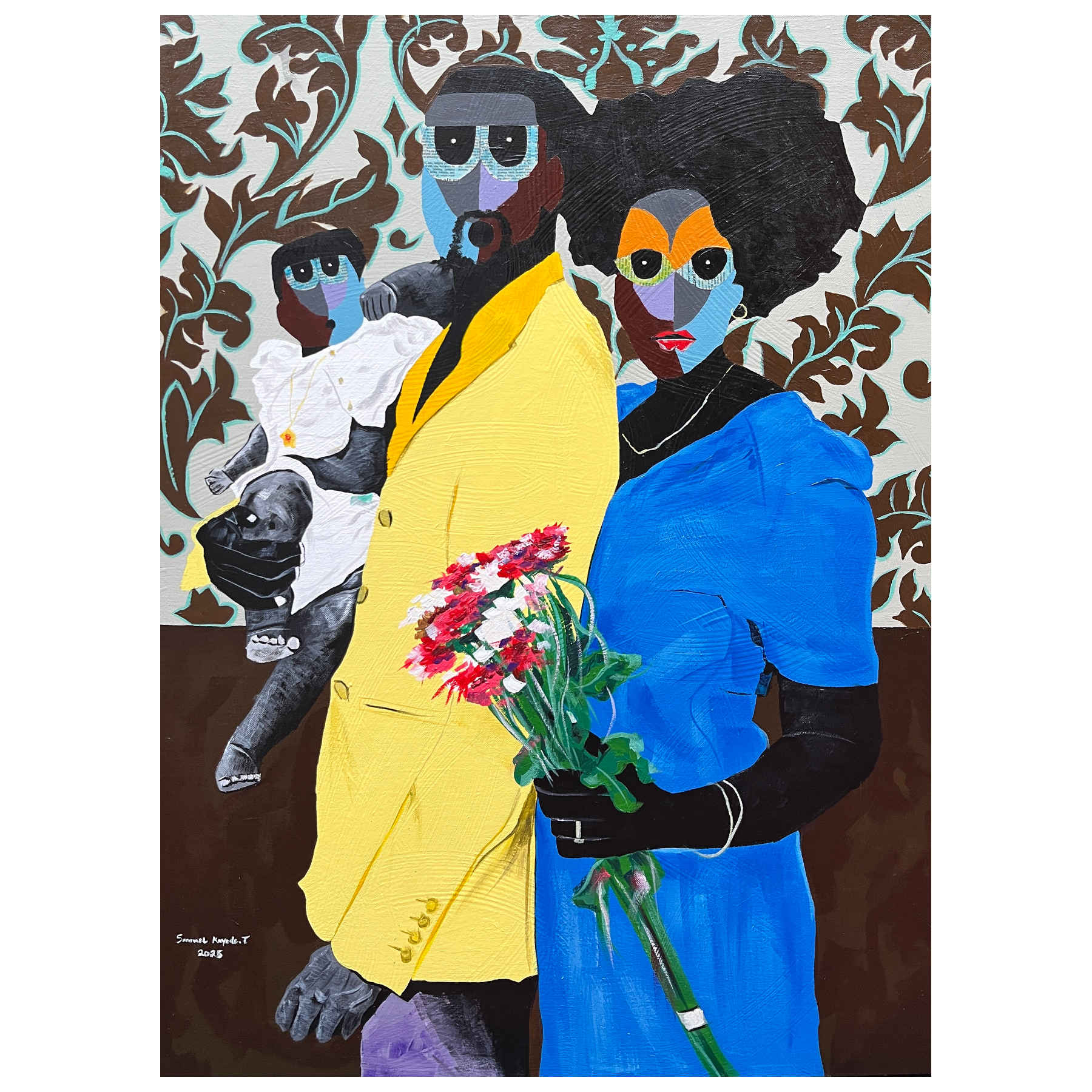 Be Here Now Mixed Media Painting By Samuel Kayode Toba 
