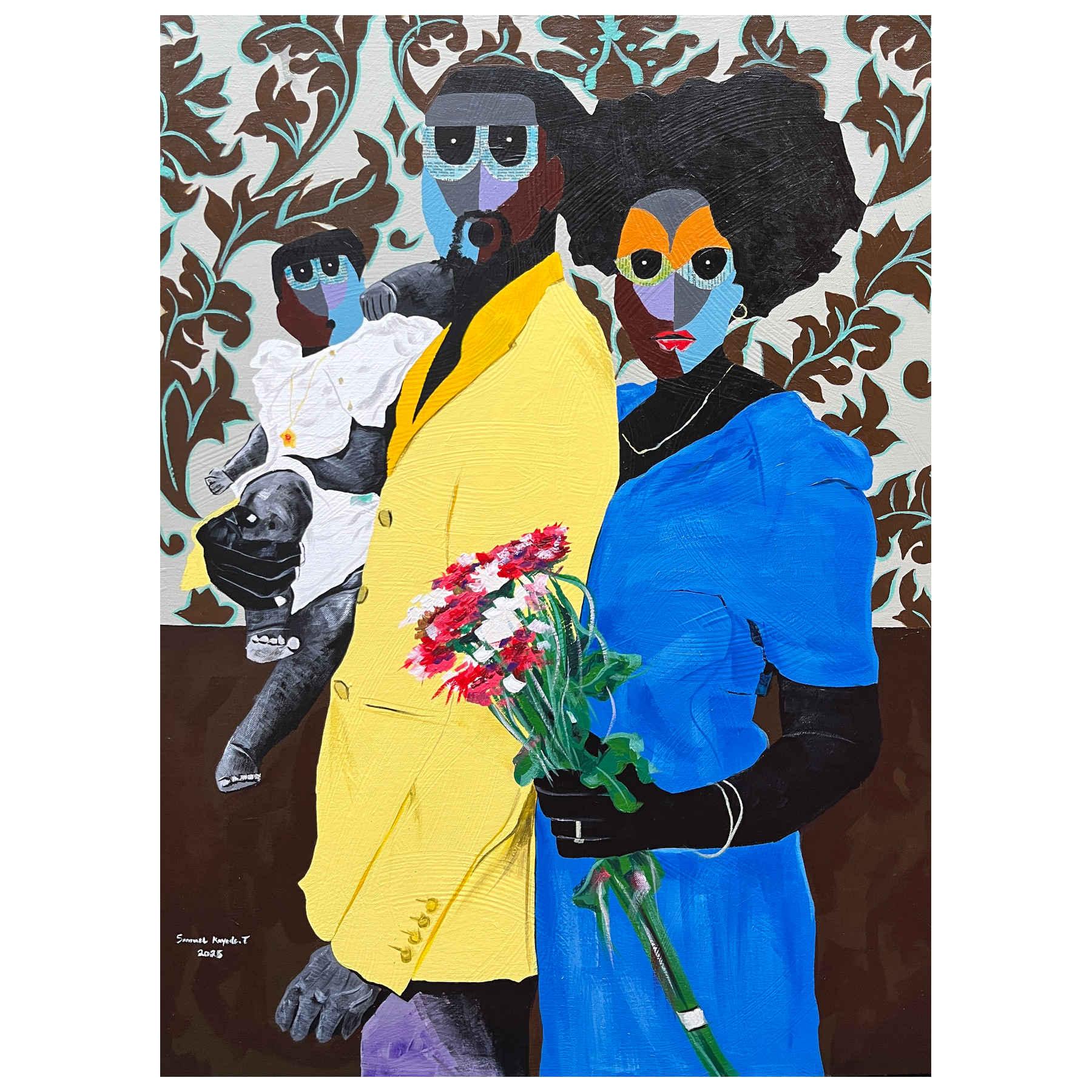 Be Here Now Mixed Media Painting By Samuel Kayode Toba 