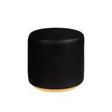 Chic Black Leather Pouf Ottoman with Bronze base in Dubai