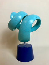 Blue Heart Mixed Media Sculpture, Contemporary Clay Statues By Gabriel Rivera