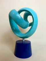 Blue Heart Mixed Media Sculpture, Contemporary Clay Statues By Gabriel Rivera