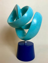 Blue Heart Mixed Media Sculpture, Contemporary Clay Statues By Gabriel Rivera