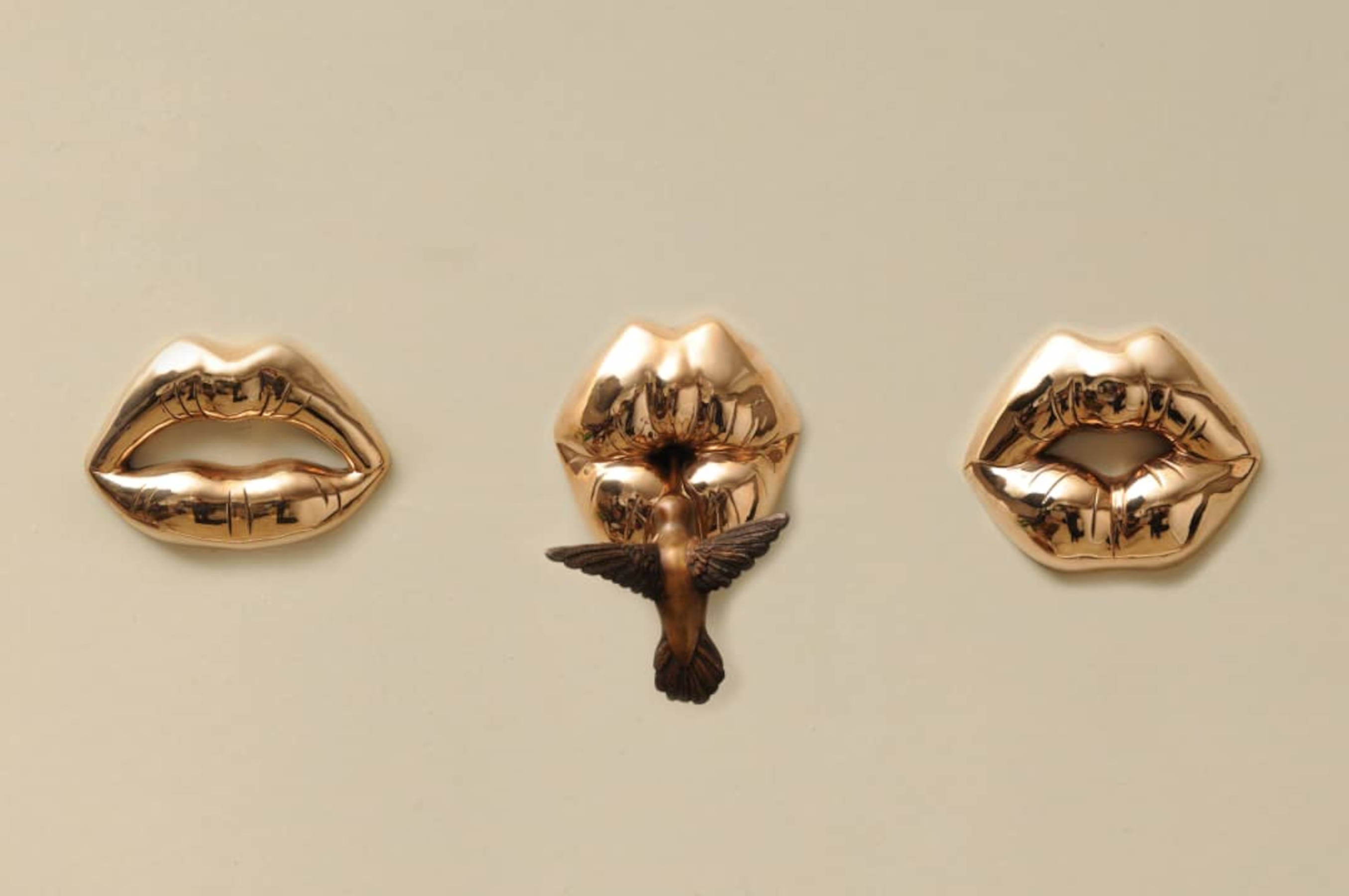 Kiss Series Bronze Sculpture, Modern Lips Decorative Artworks By Sara Rahanjam