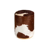 Brown Round Cowhide Pouf - Ottomans & Designer Decor in Dubai