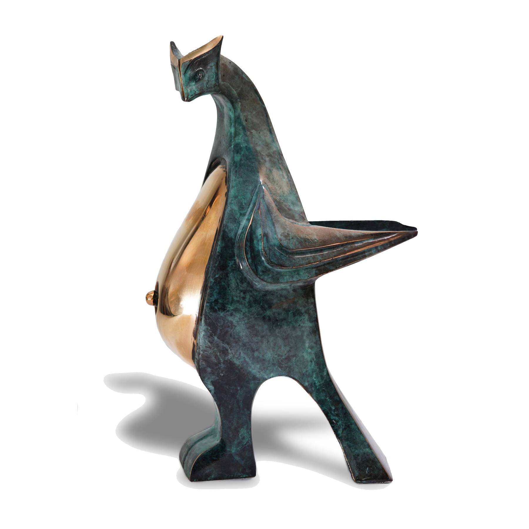 Bronze Sculpture - Cat & Owl Collectible Statues By Sadegh Adham
