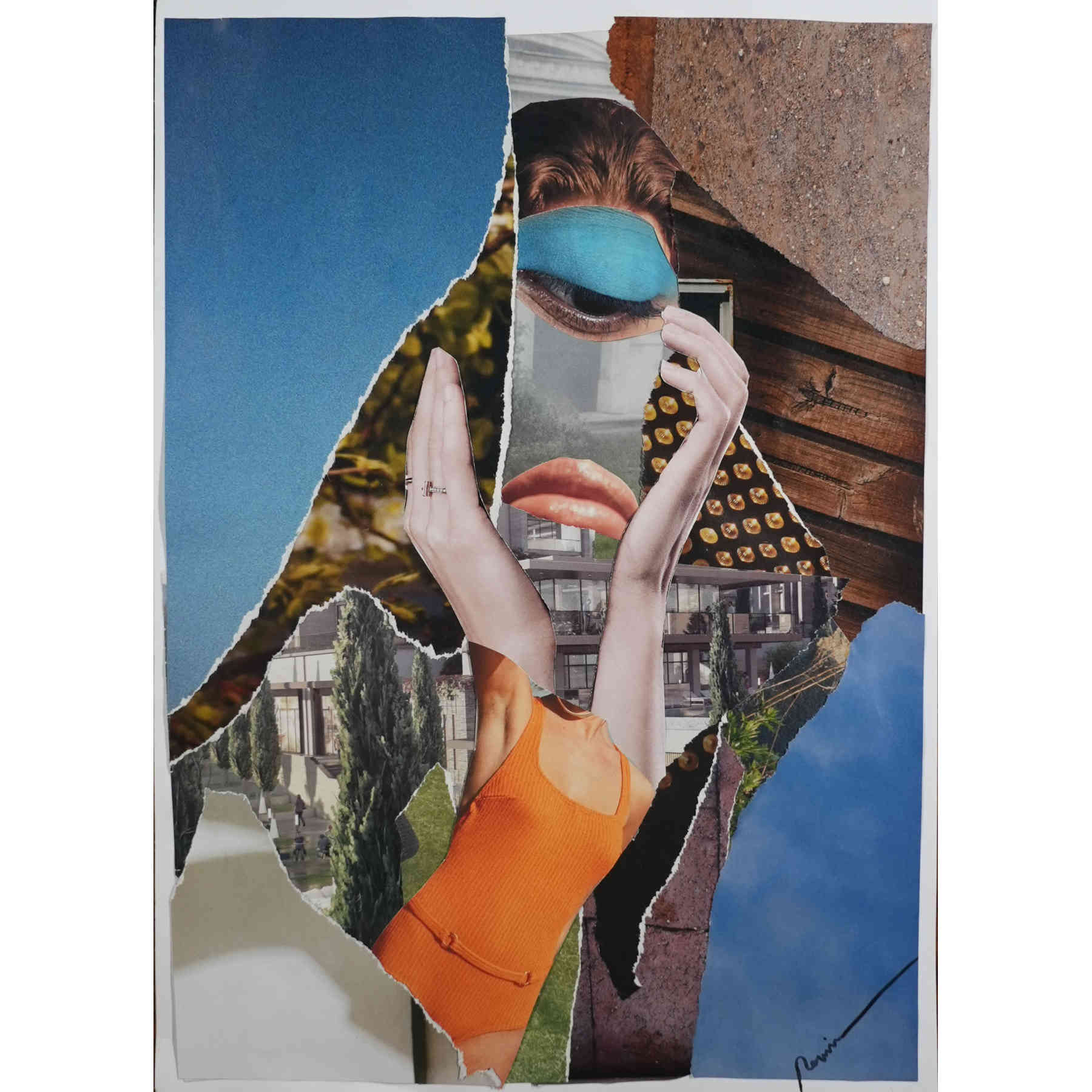 Collage Artwork on Paper By Nermin Dakori - 45cm x 30cm