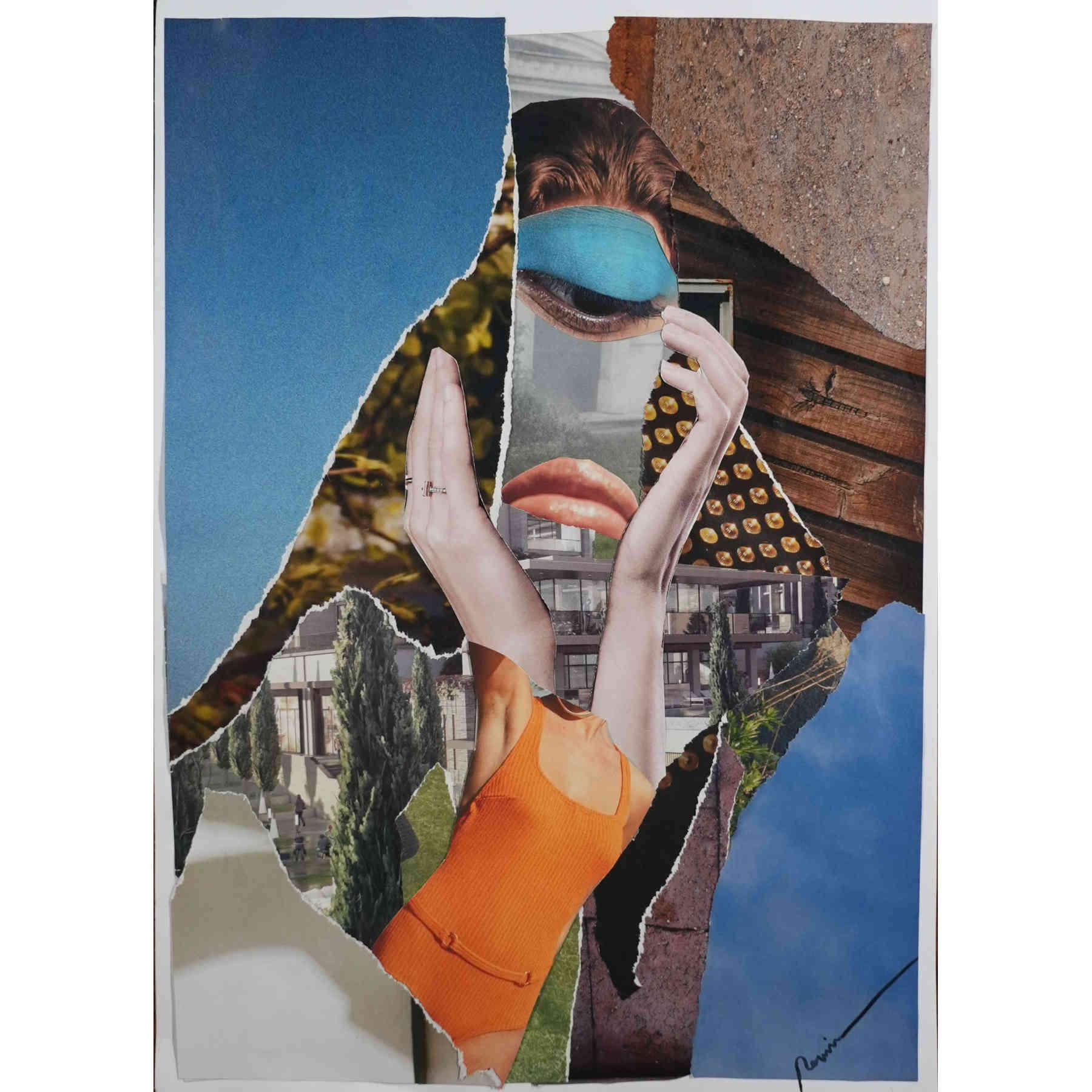 Collage Artwork on Paper By Nermin Dakori - 45cm x 30cm