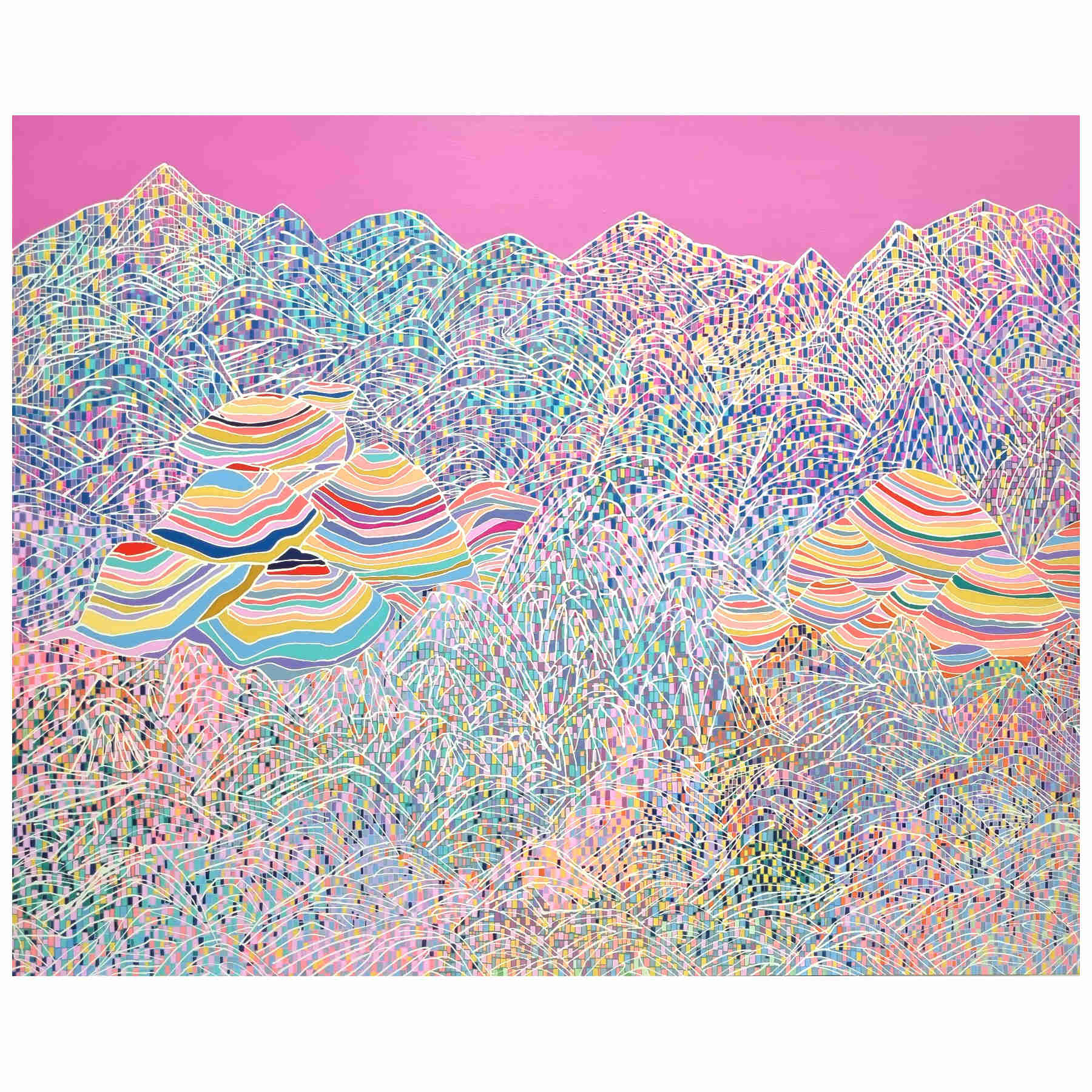 Colorful Mountains Acrylic Painting By Hanji Park in Dubai