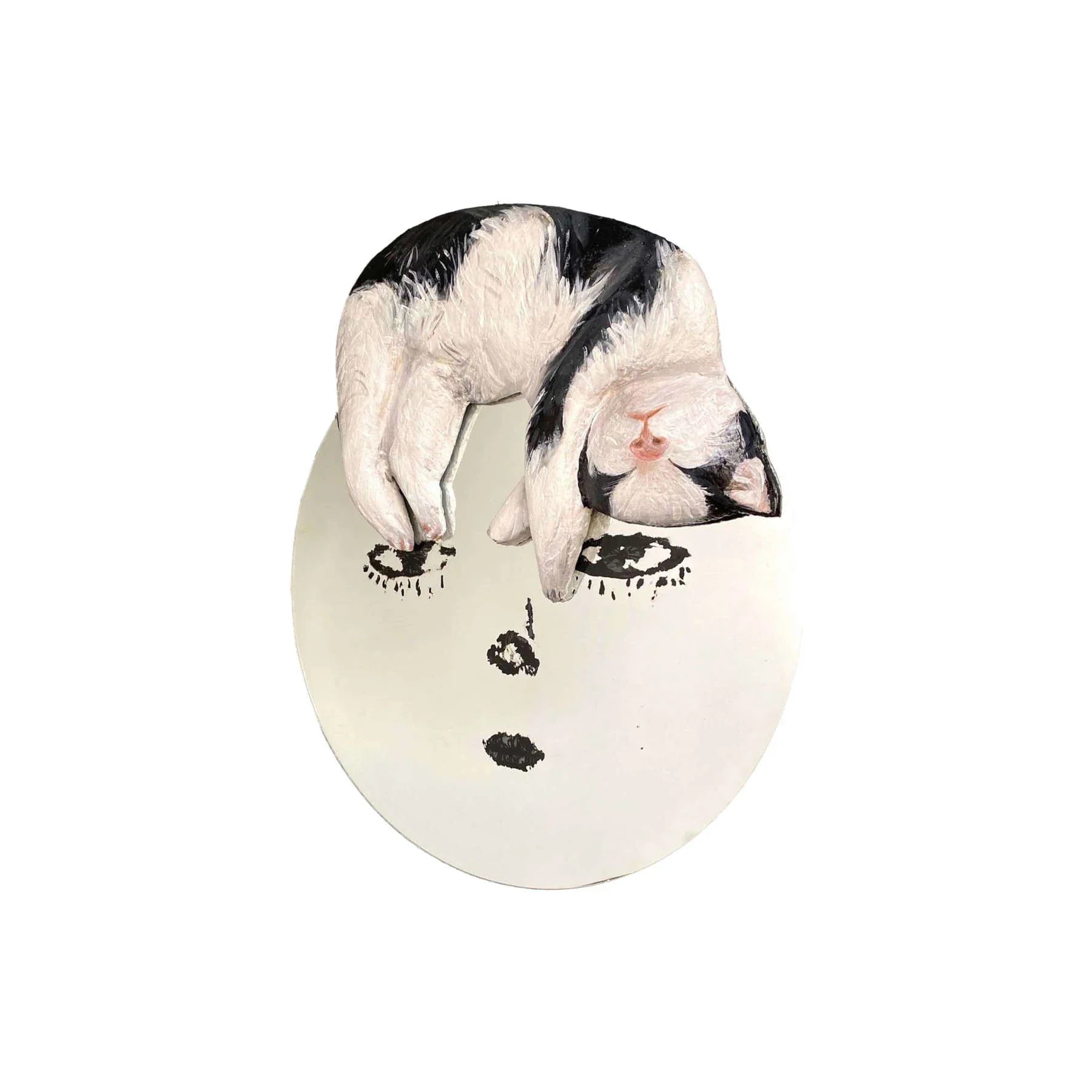 Cat Painted Decorative Wall Mirror, Artistic Handmade Wall Mounted Art