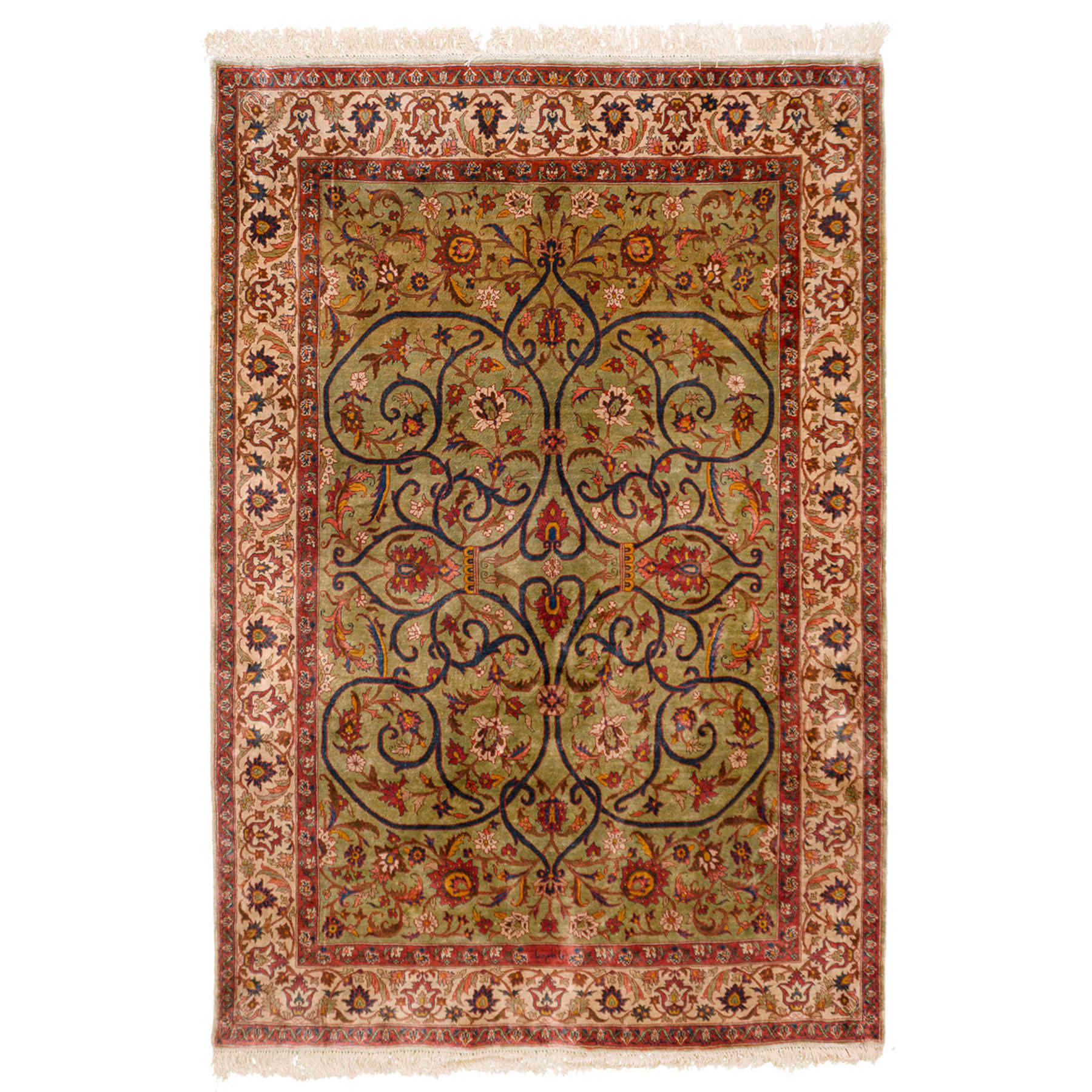 Delestan Heriz Persian Carpet Silk 116x154 - Authentic Vintage Rugs & Kilims in Dubai