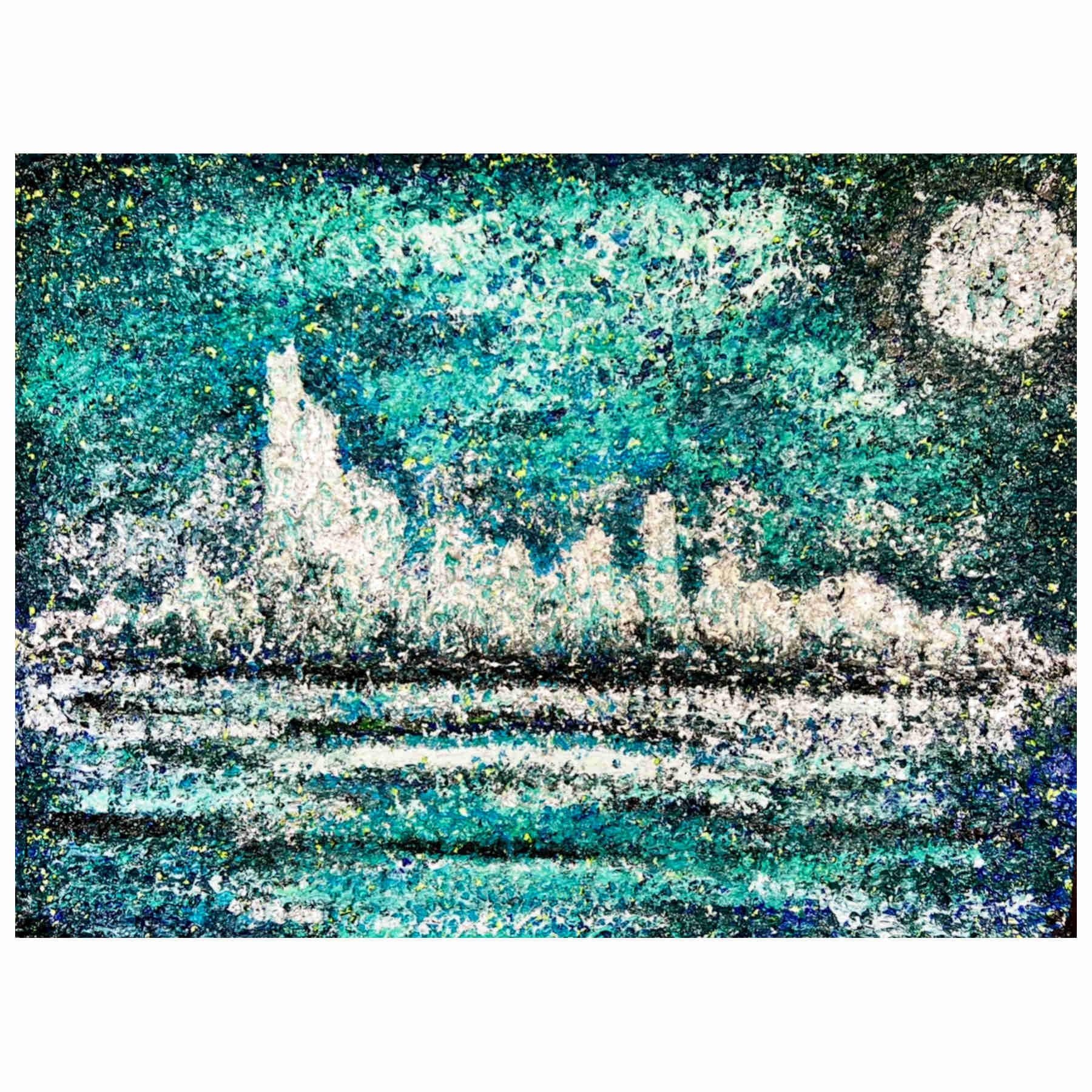 Echoes Beneath The Moon Acrylic Painting By Rawia Zantout