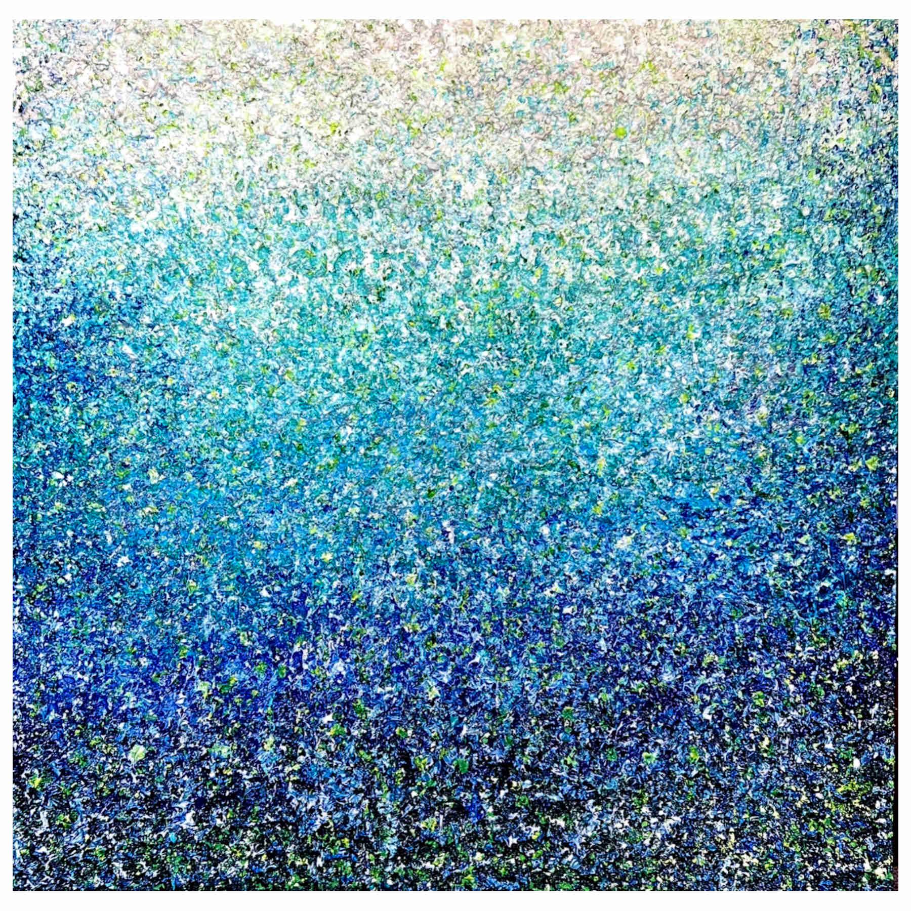 Echoes In Blue Acrylic Painting By Rawia Zantout