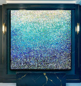 Echoes In Blue Acrylic Painting By Rawia Zantout