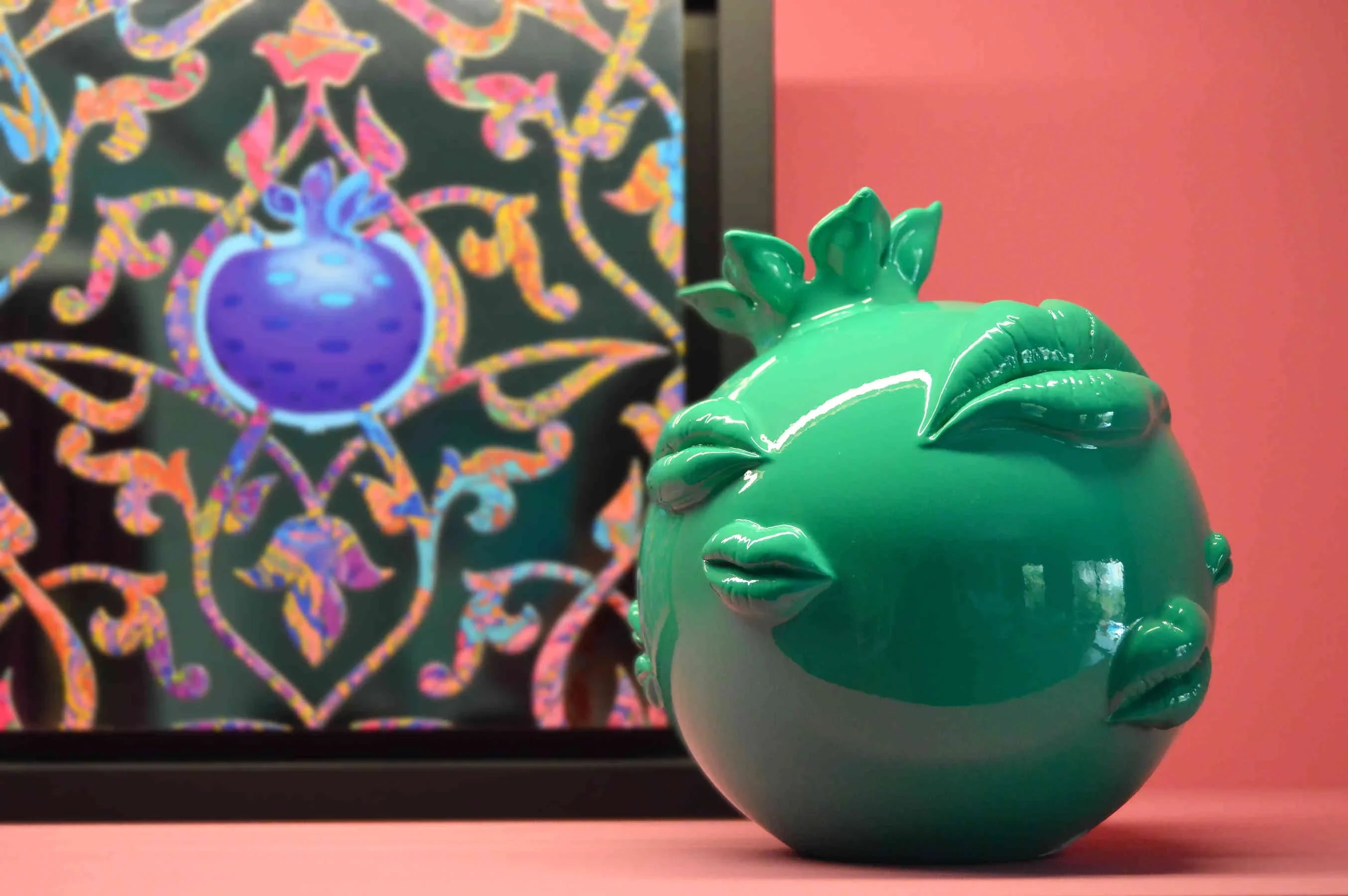 Glossy Pomegranate Sculpture, Resin Artworks By Petra Kaltenbach