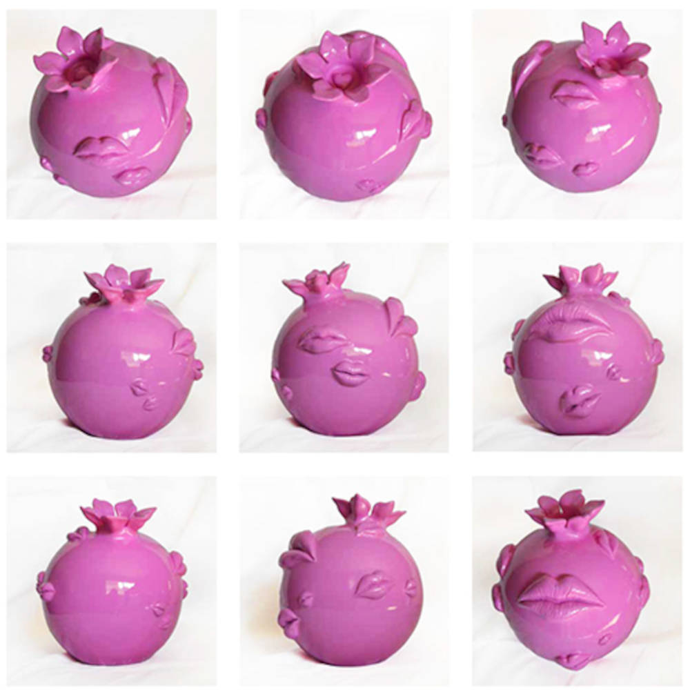 Glossy Pomegranate Sculpture, Resin Artworks By Petra Kaltenbach