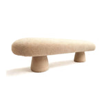 Beige White Bouclé Bench, Contemporary Designer Furniture