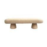 Beige White Bouclé Bench, Contemporary Designer Furniture