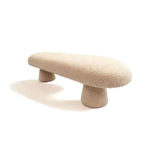 Beige White Bouclé Bench, Contemporary Designer Furniture