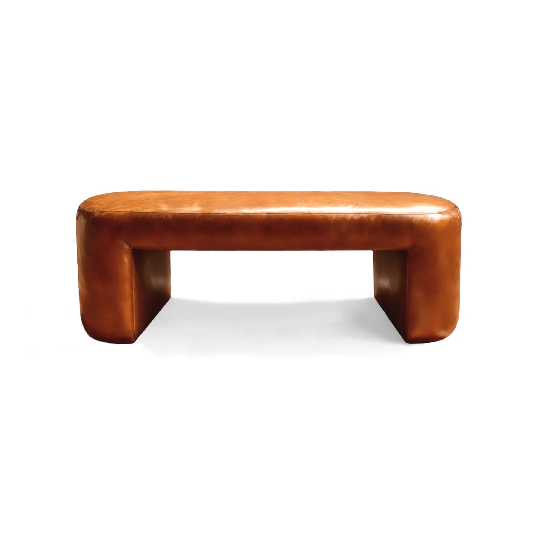 Brown Leather Bench, Contemporary Designer Furniture