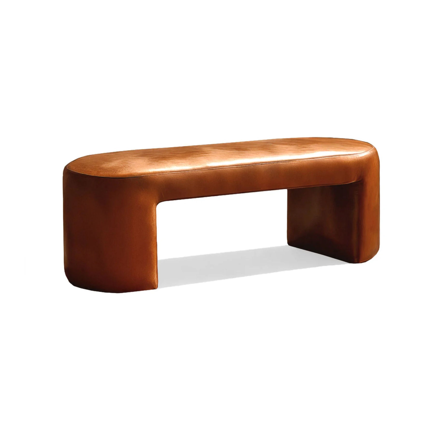 Brown Leather Bench, Contemporary Designer Furniture