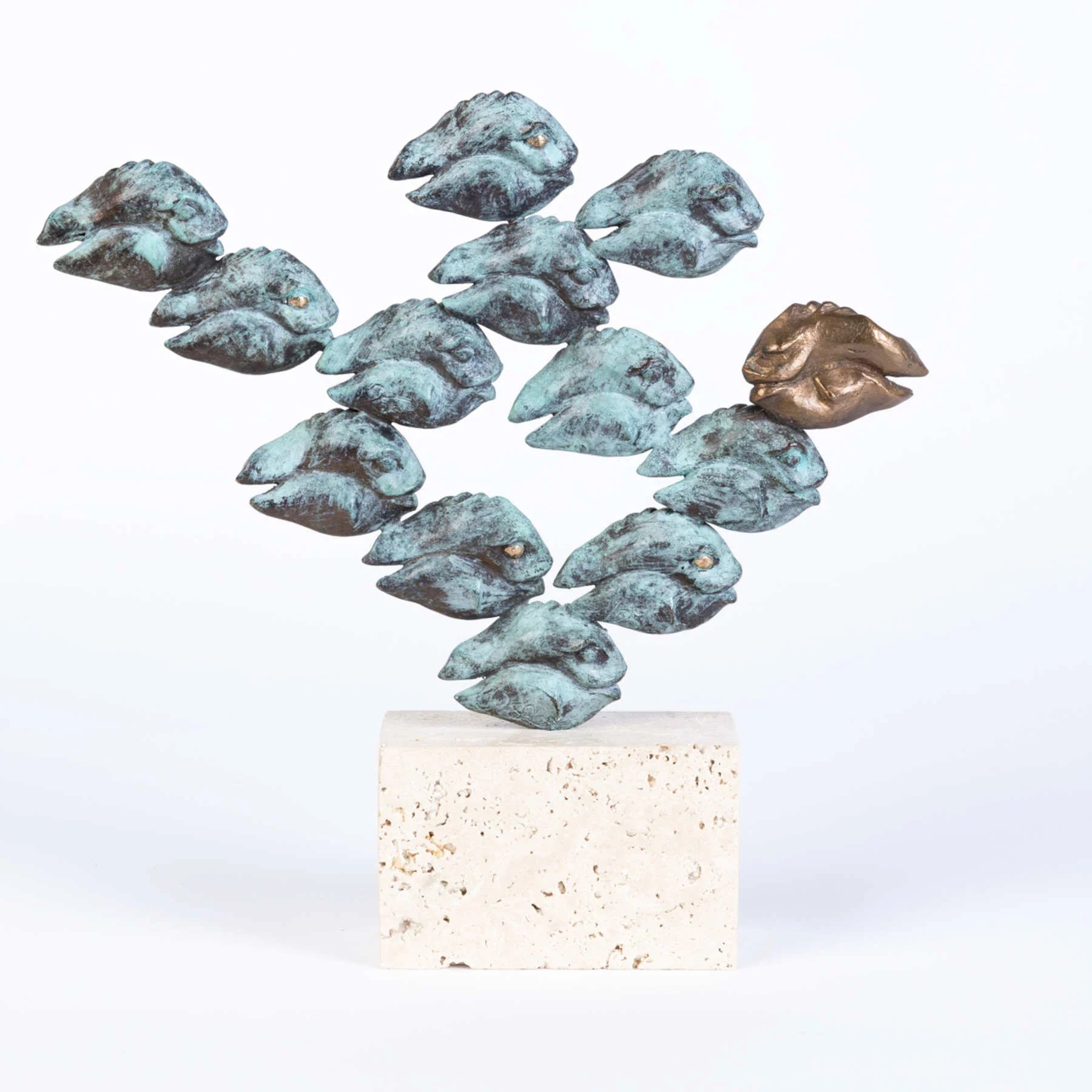 GEGEN DEN STROM Bronze Sculpture, Contemporary Animal Figures By Cordula Dobes