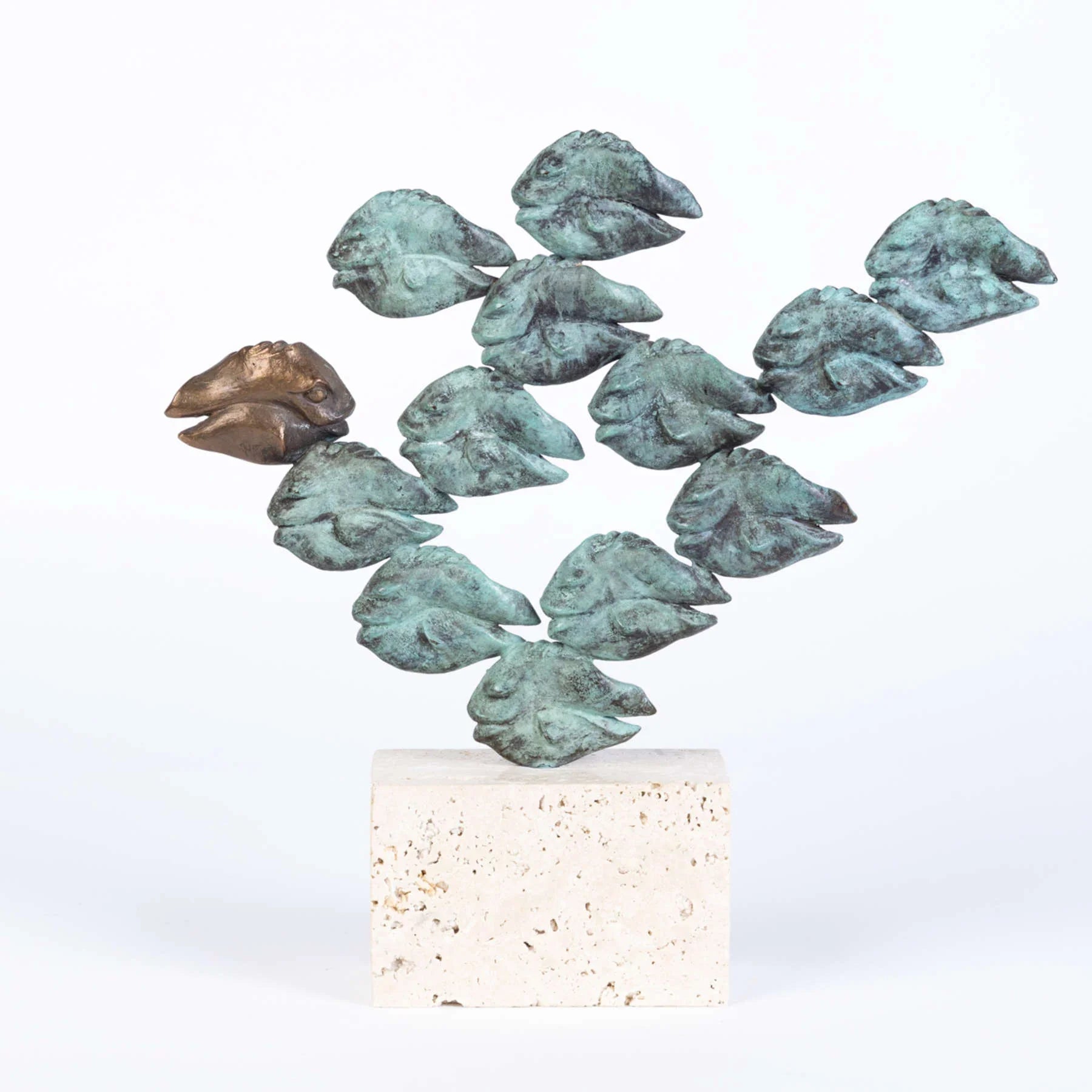 GEGEN DEN STROM Bronze Sculpture, Contemporary Animal Figures By Cordula Dobes