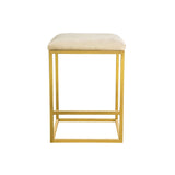 Gold Bar Stool With Beige Padded Cushion