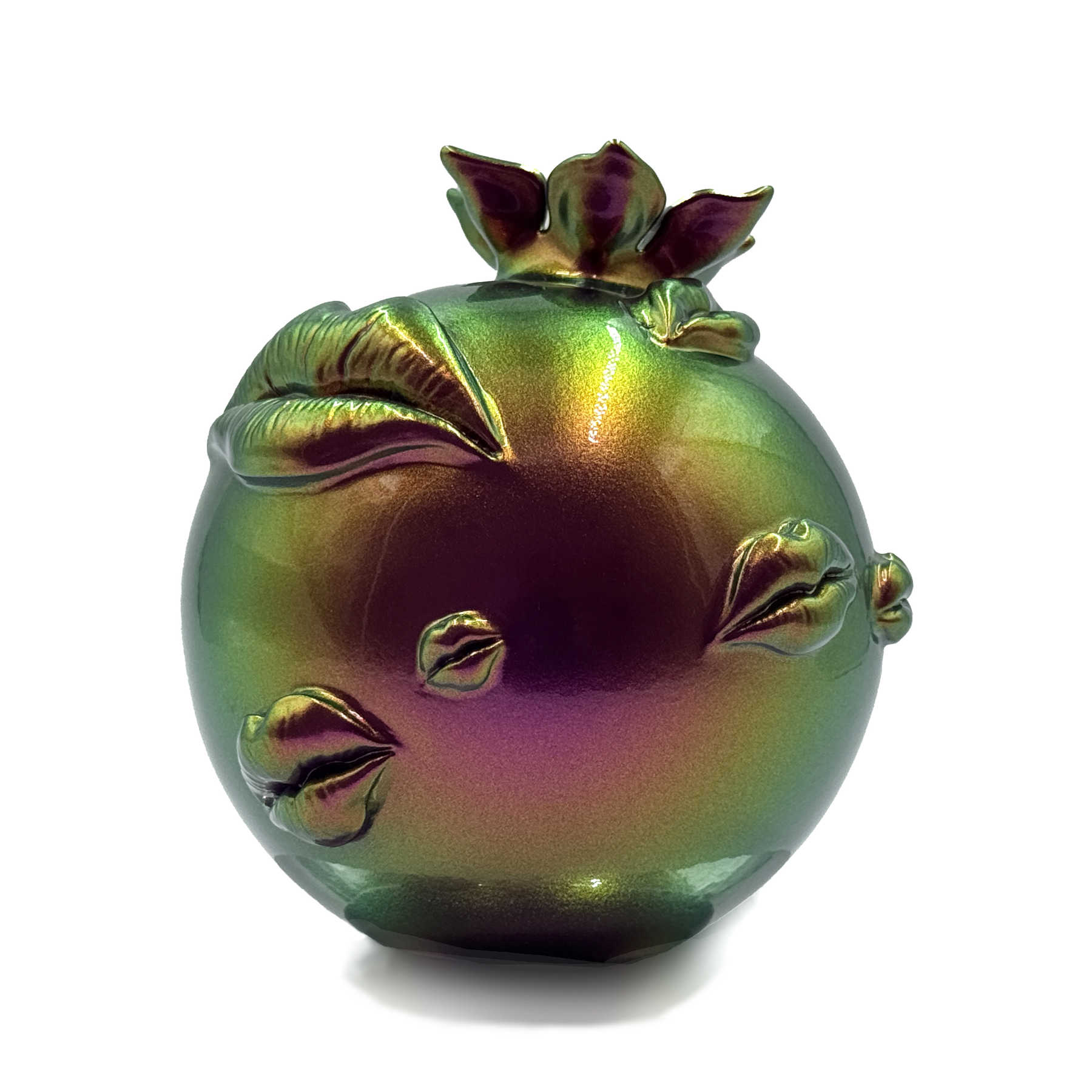 Green & Gold Chrome Pomegranate Sculpture Corporate Gifts