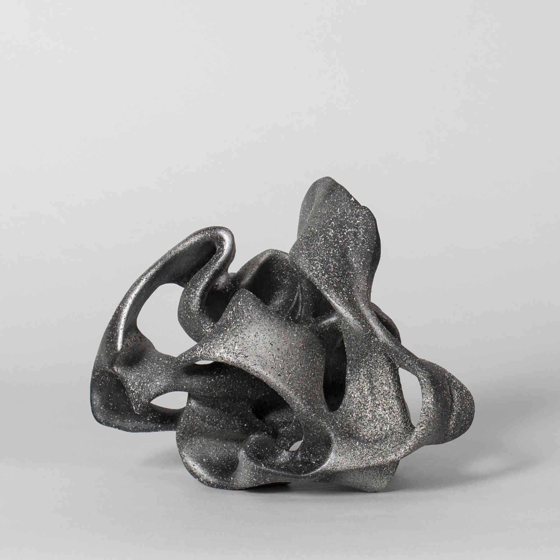 Grey Abstract Ceramic Sculpture Art by Ariane Crovisier