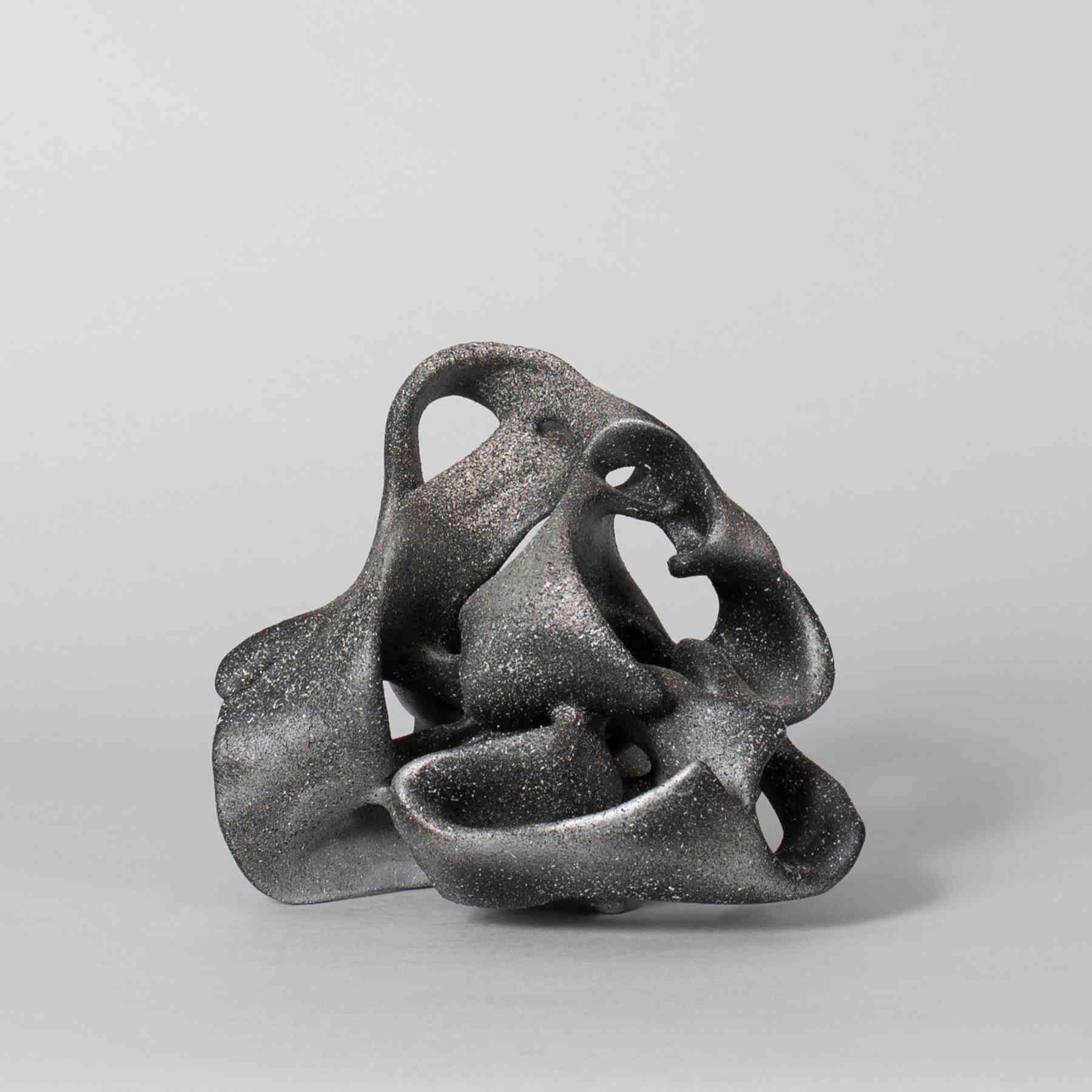 Grey Abstract Ceramic Sculpture Art by Ariane Crovisier