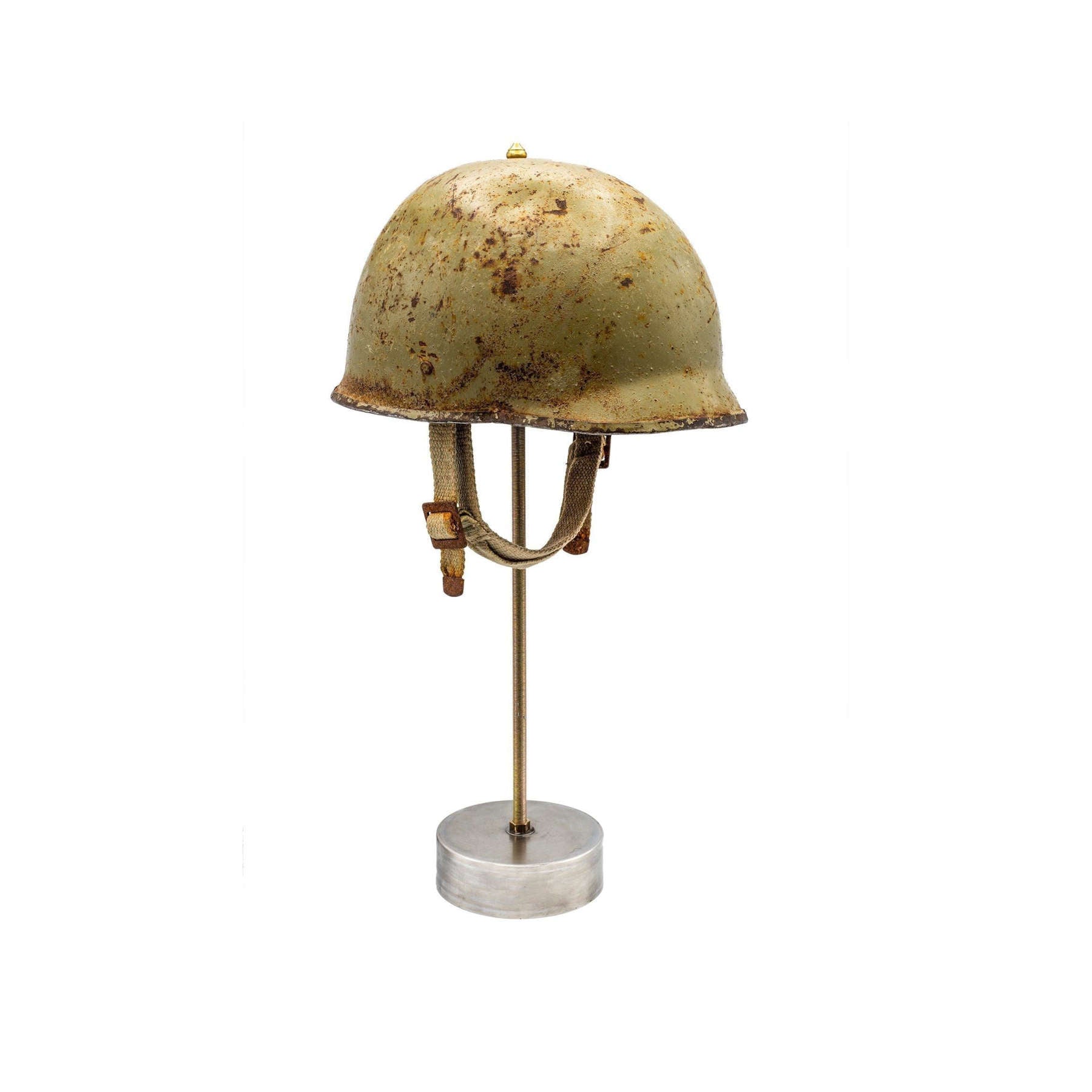 Army Helmet Contemporary Table Lamp, Stainless Steel Base
