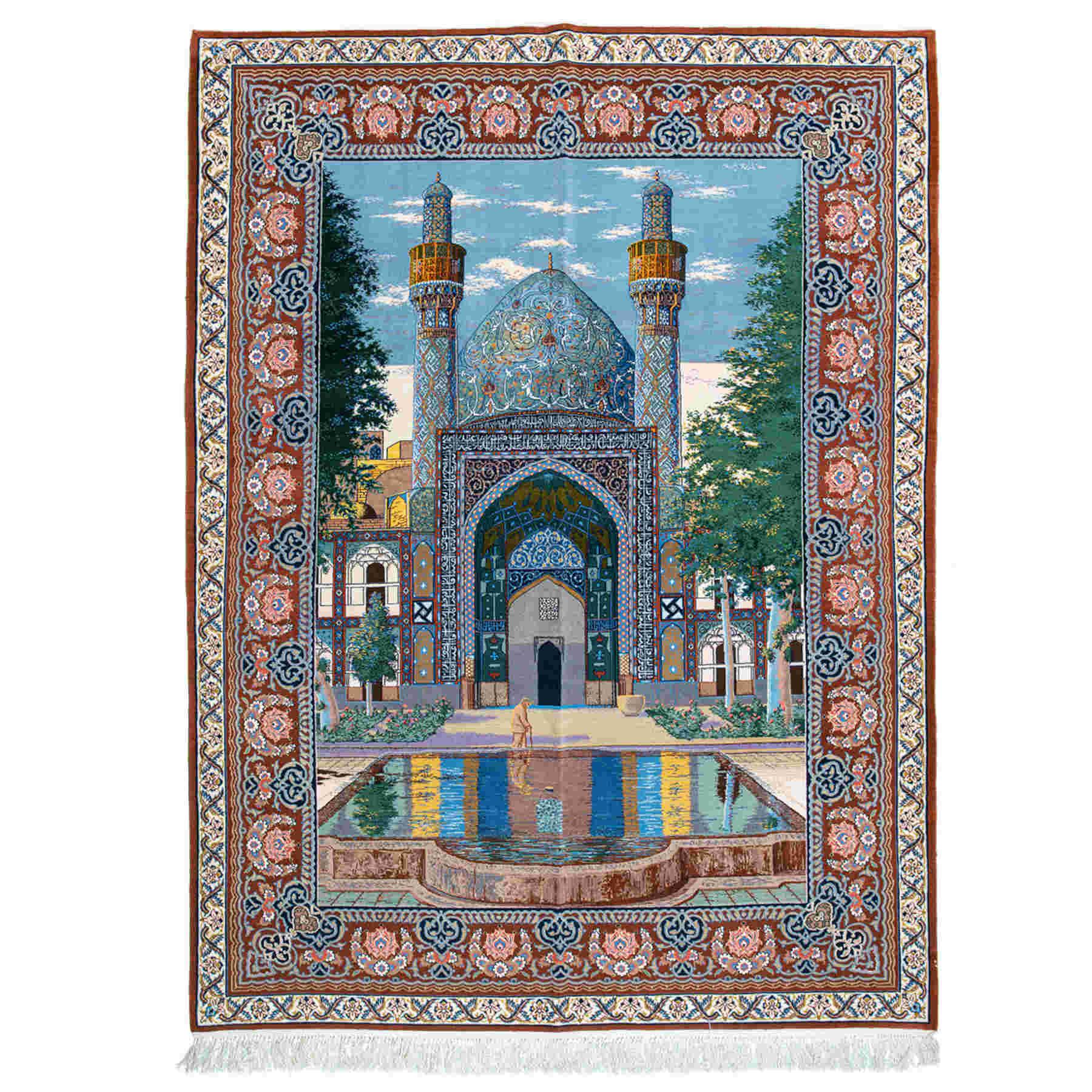 Pictorial Isfahan Persian Carpet 144x196, Handmade Tribal Wool & Silk Rugs in Dubai