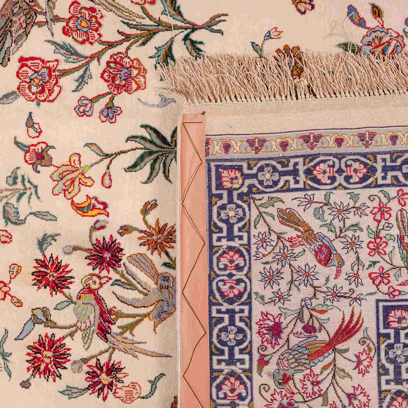 Bird & Flower Isfahan Persian Carpet 156x237, Handmade Tribal Wool & Silk Rugs in Dubai