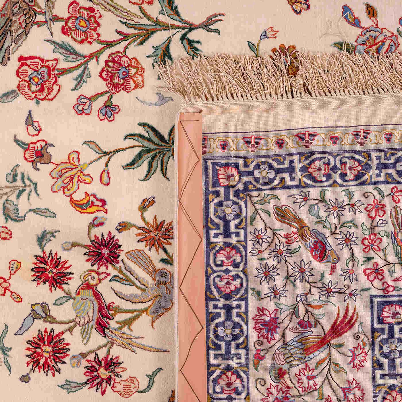 Bird & Flower Isfahan Persian Carpet 156x237, Handmade Tribal Wool & Silk Rugs in Dubai