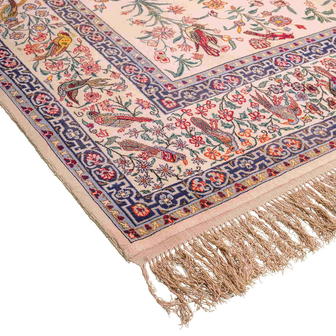 Bird & Flower Isfahan Persian Carpet 156x237, Handmade Tribal Wool & Silk Rugs in Dubai