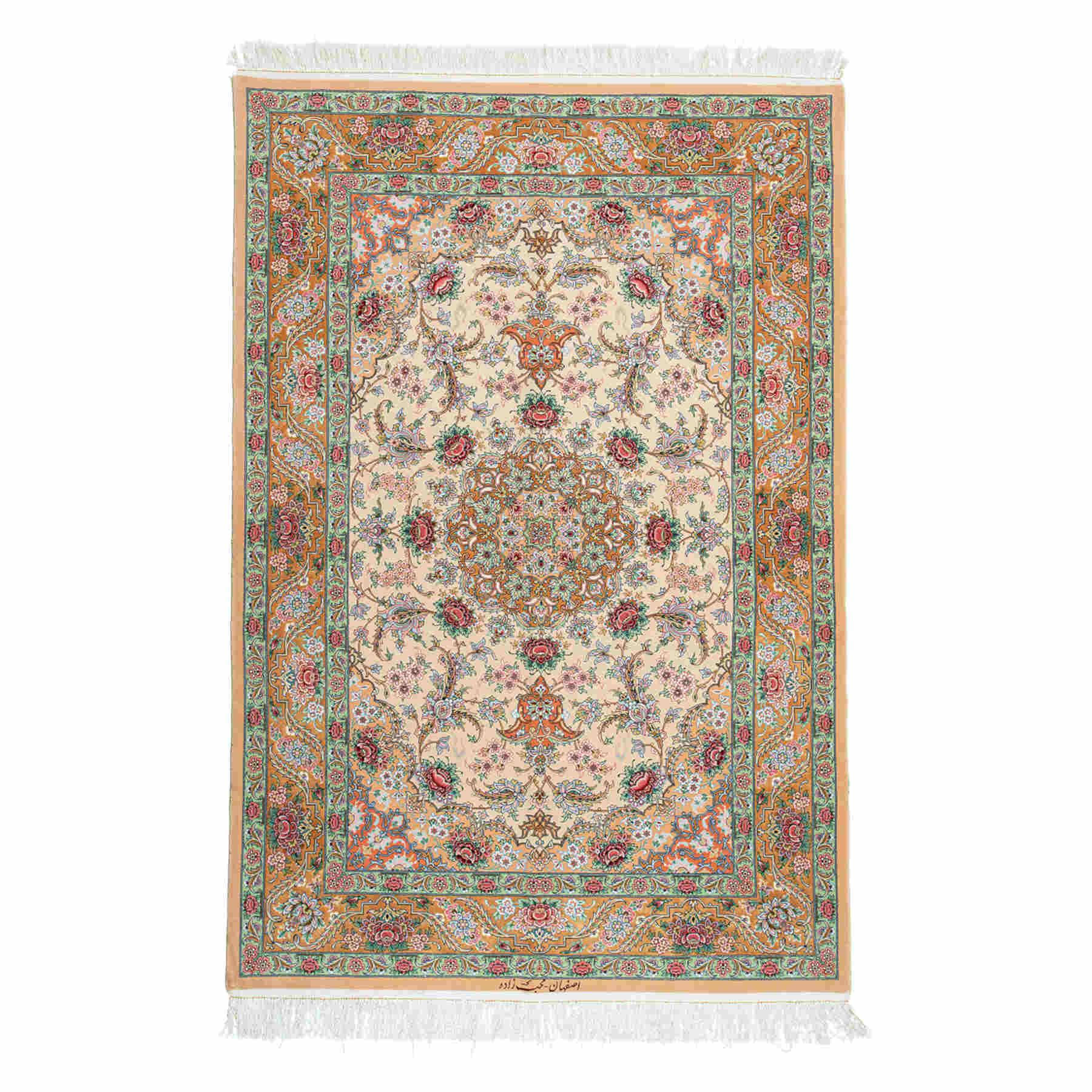 Medallion Isfahan Persian Carpet 122x182, Handmade Tribal Wool & Silk Rugs in Dubai