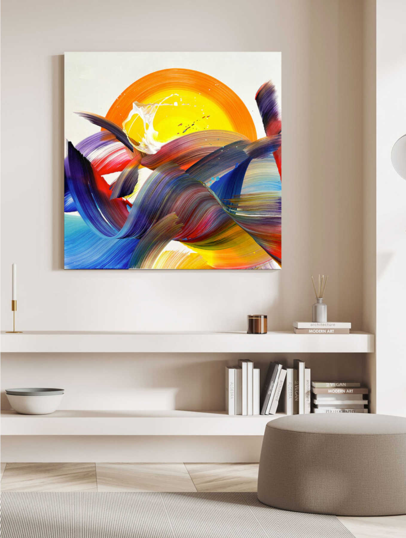 Sunset Abstract Painting For Interior Design By Nikolaos Schizas in Dubai